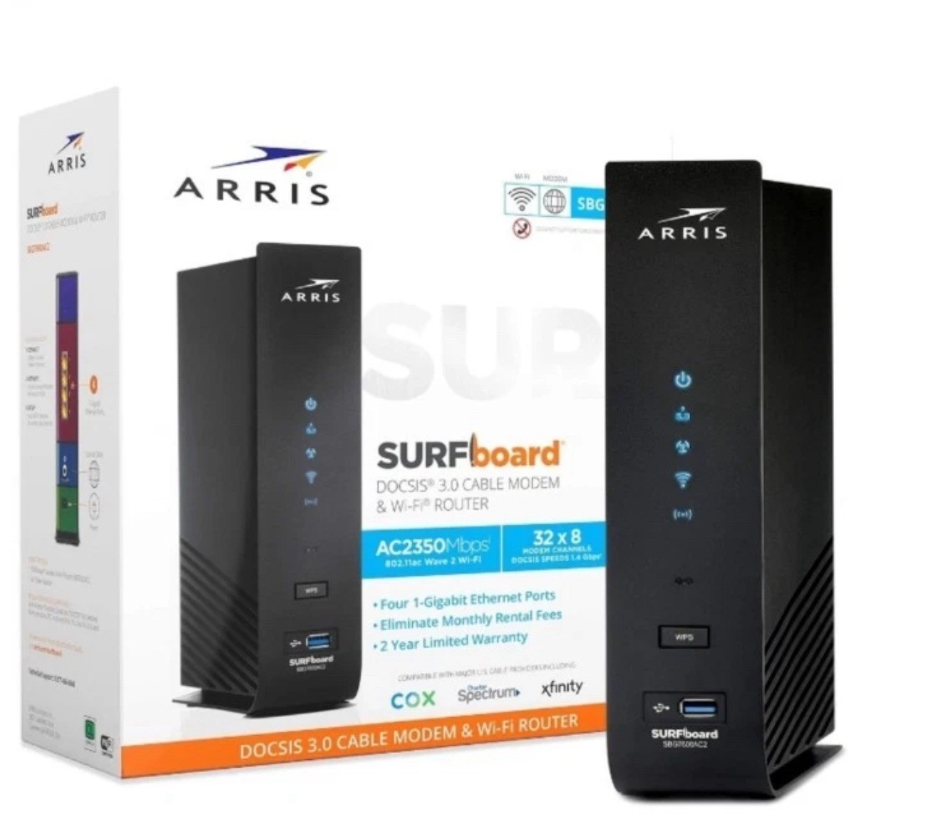ARRIS SURFboard SBG7600AC2 DOCSIS 3.0 Cable Modem & AC2350 Wi-Fi Router