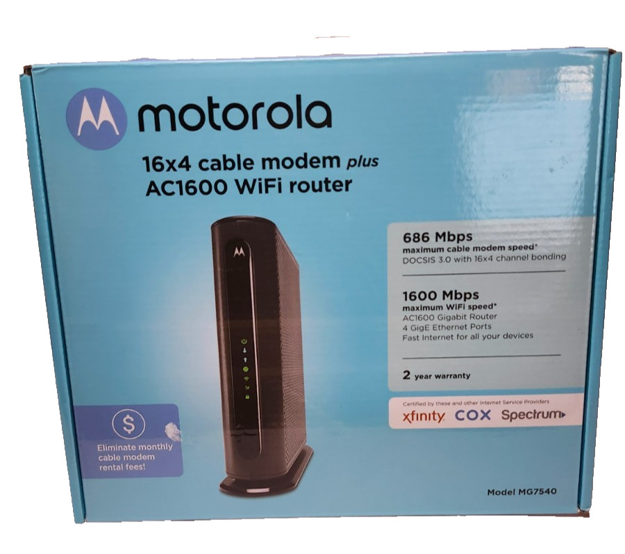 Motorola MG7540-10 16×4 Cable Modem – Black