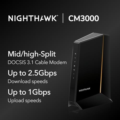 High-Speed NETGEAR Nighthawk CM3000 Modem DOCSIS 3.1 2.5Gbps