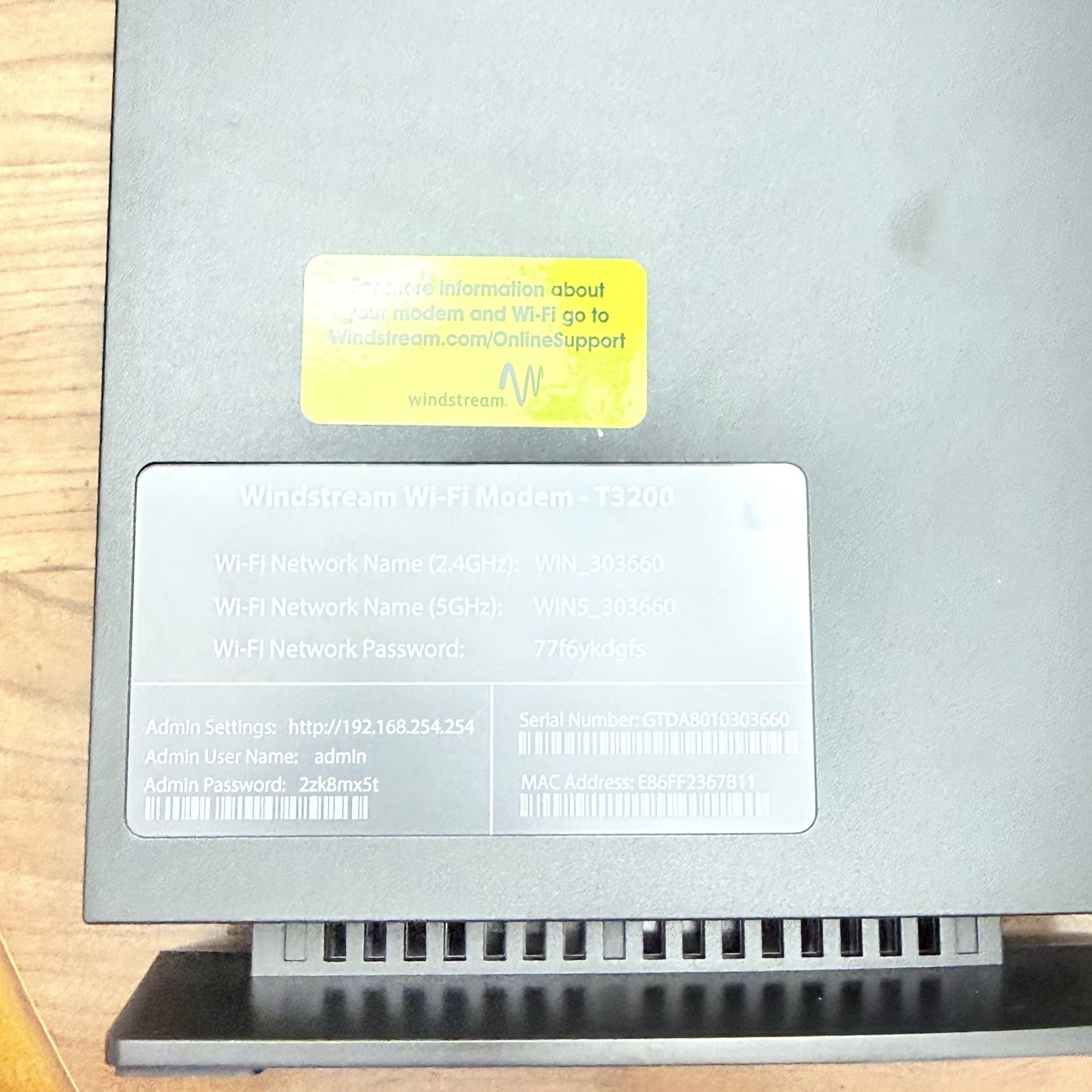 Actiontec Kinetic Windstream T3200 WiFi Modem NO CORDS