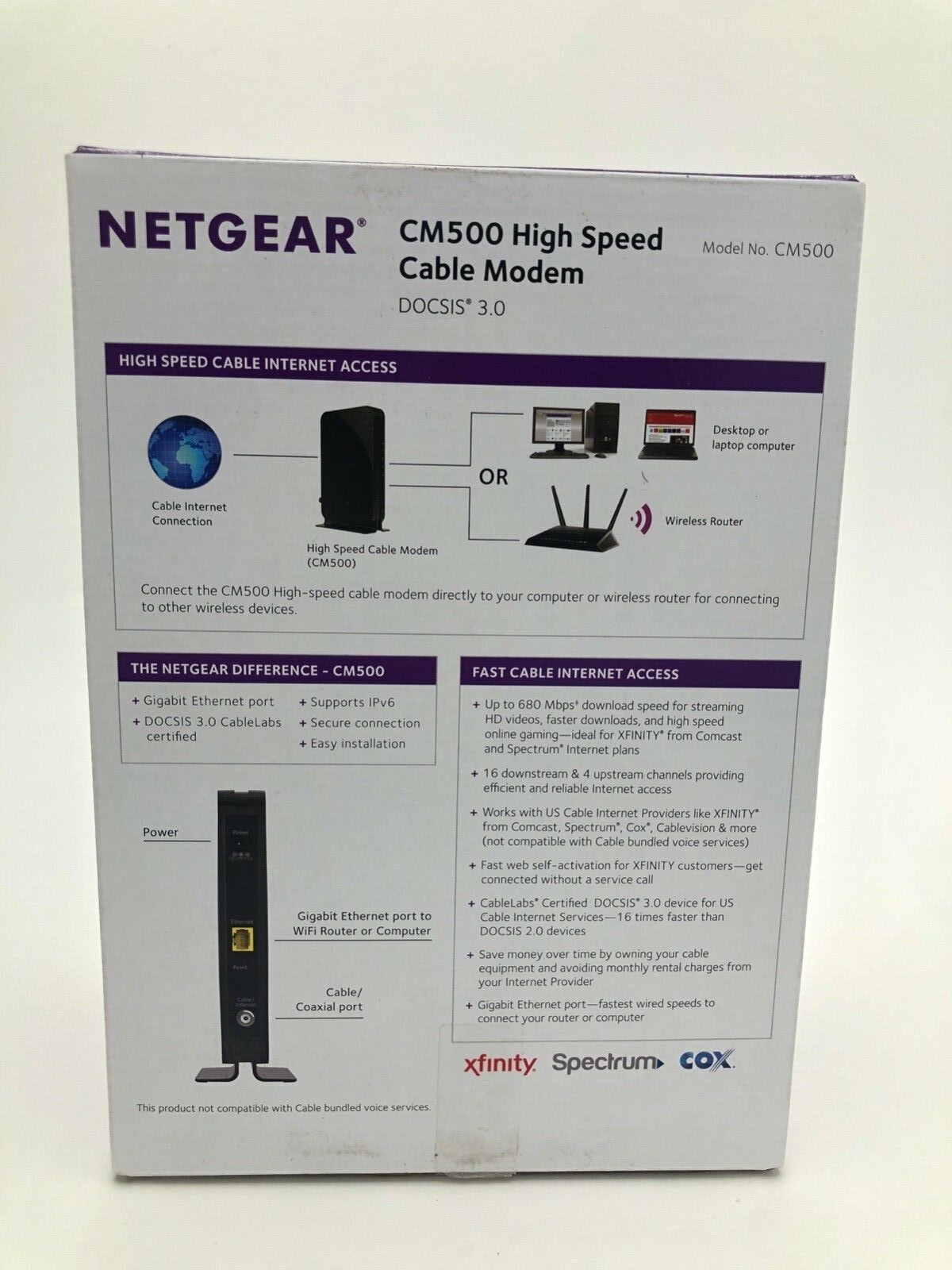 NETGEAR CM500V Cable Modem for Internet & Voice