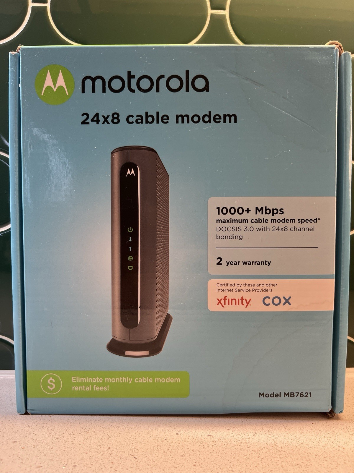 Motorola 24×8 Cable Modem MB7621 DOCSIS 3.0 1000+ mbps New Open Box – See Pics