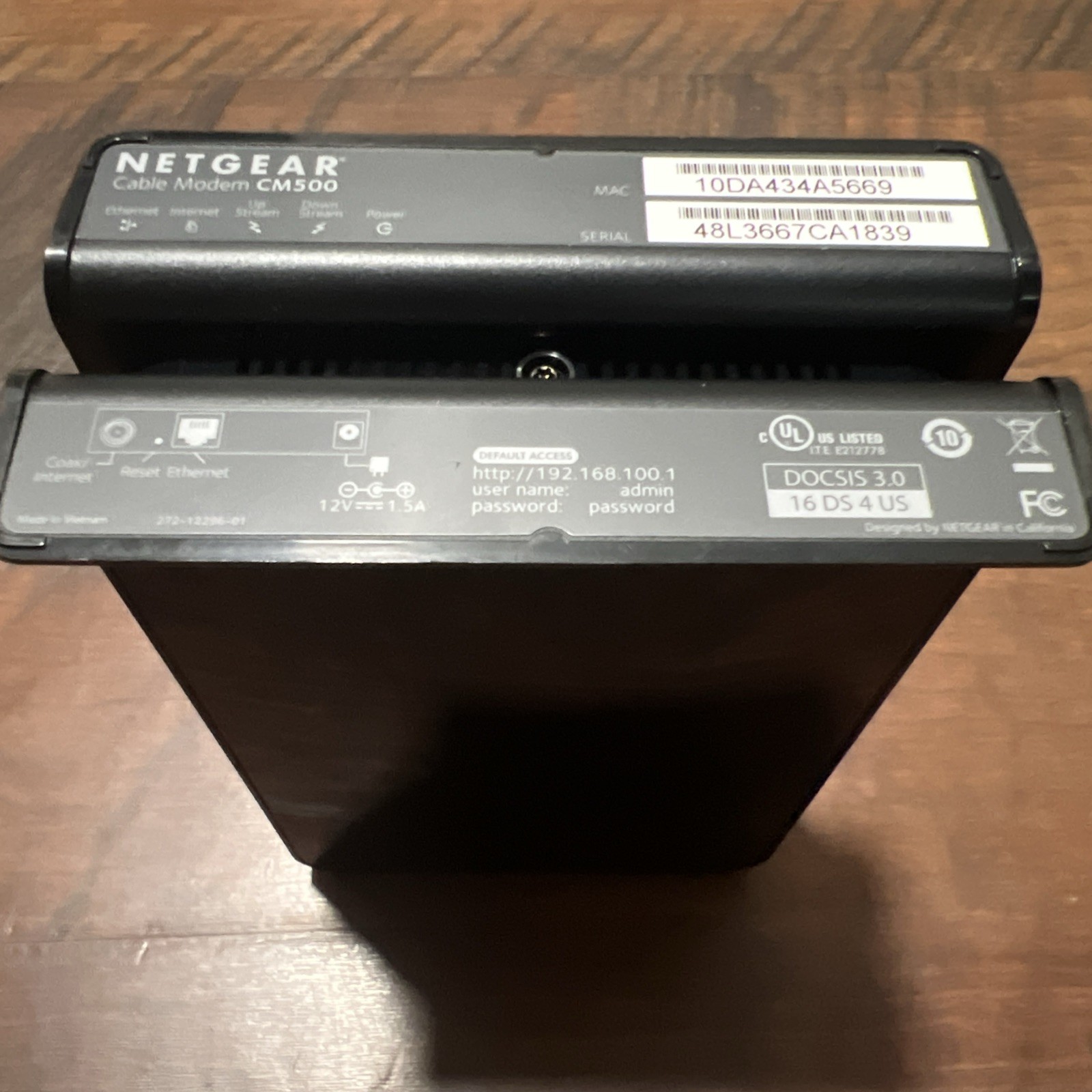 NETGEAR CM500 Cable Modem for Internet & Voice w/Cable Ethernet and Power Cord