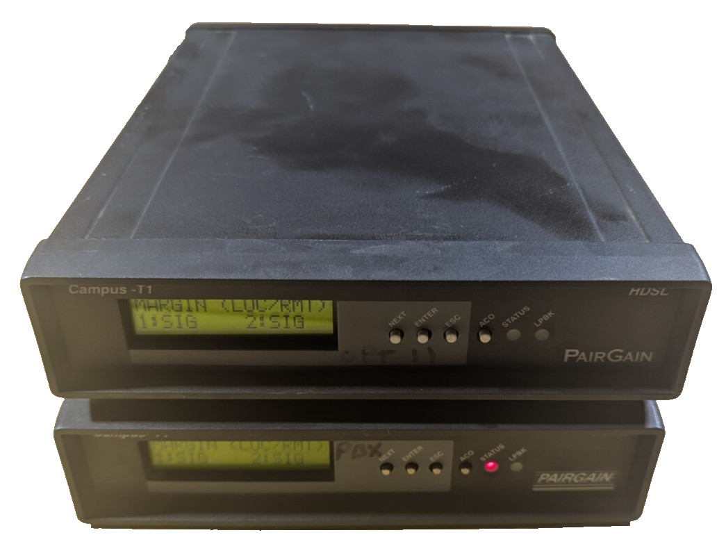 Lot Of 2 Pairgain Campus-T1 Power Tested, Well Used HDSL Campus-T1/E1/384 READ