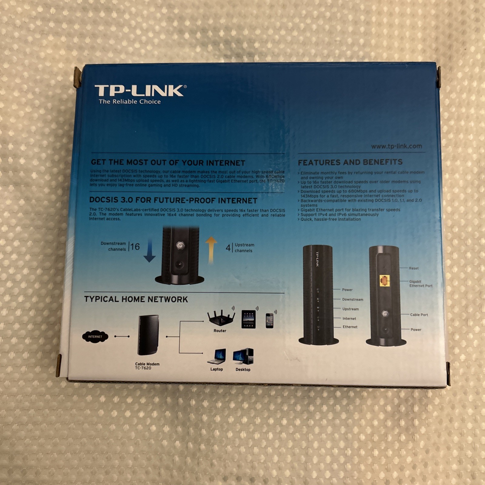 TP-LINK TC-7620 680Mbps Cable Modem – Pre-Owned – DOCSIS 3.0