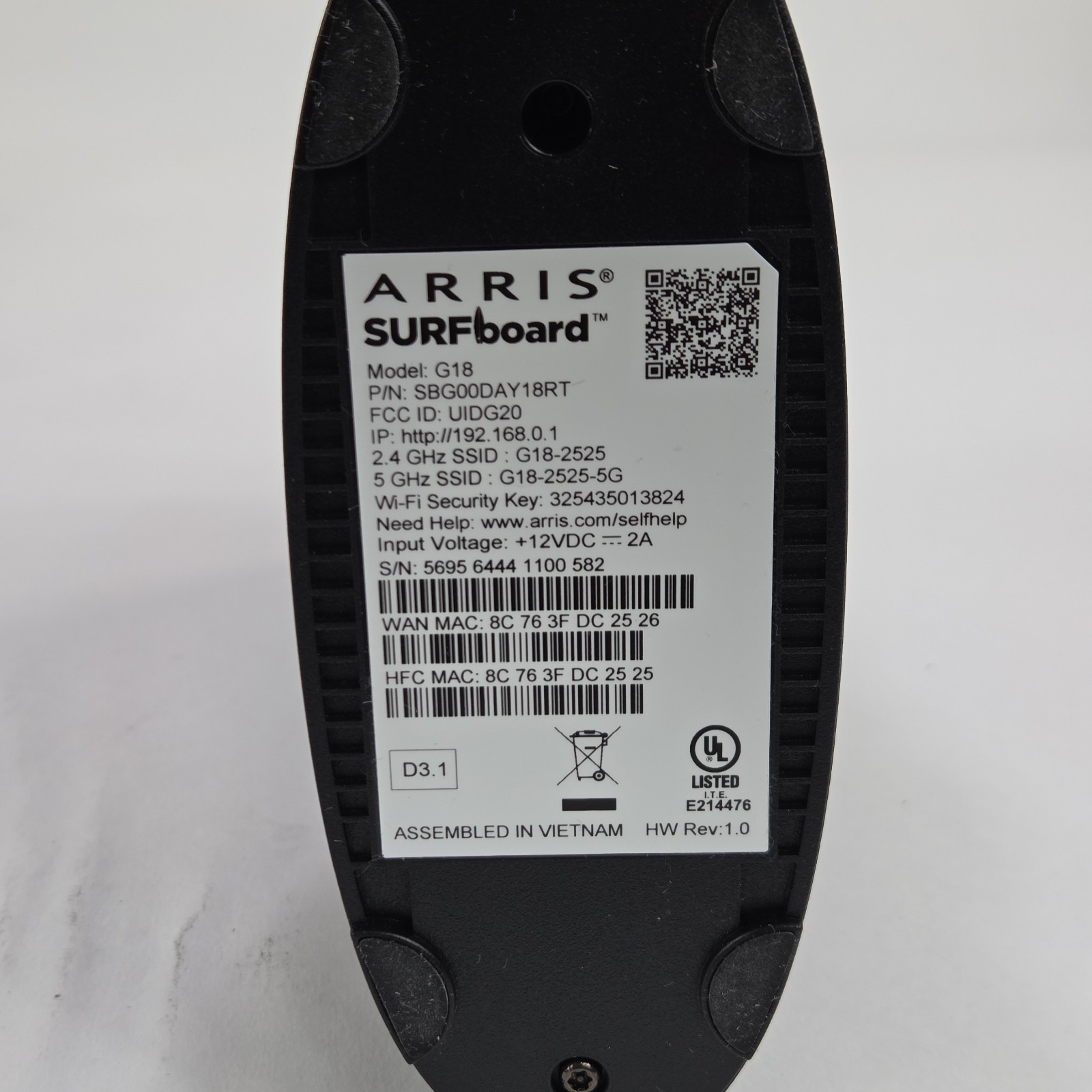 Arris G18 AX1800 Surfboard Dual Band WiFi-6 & DOCSIS 3.1 Cable Modem