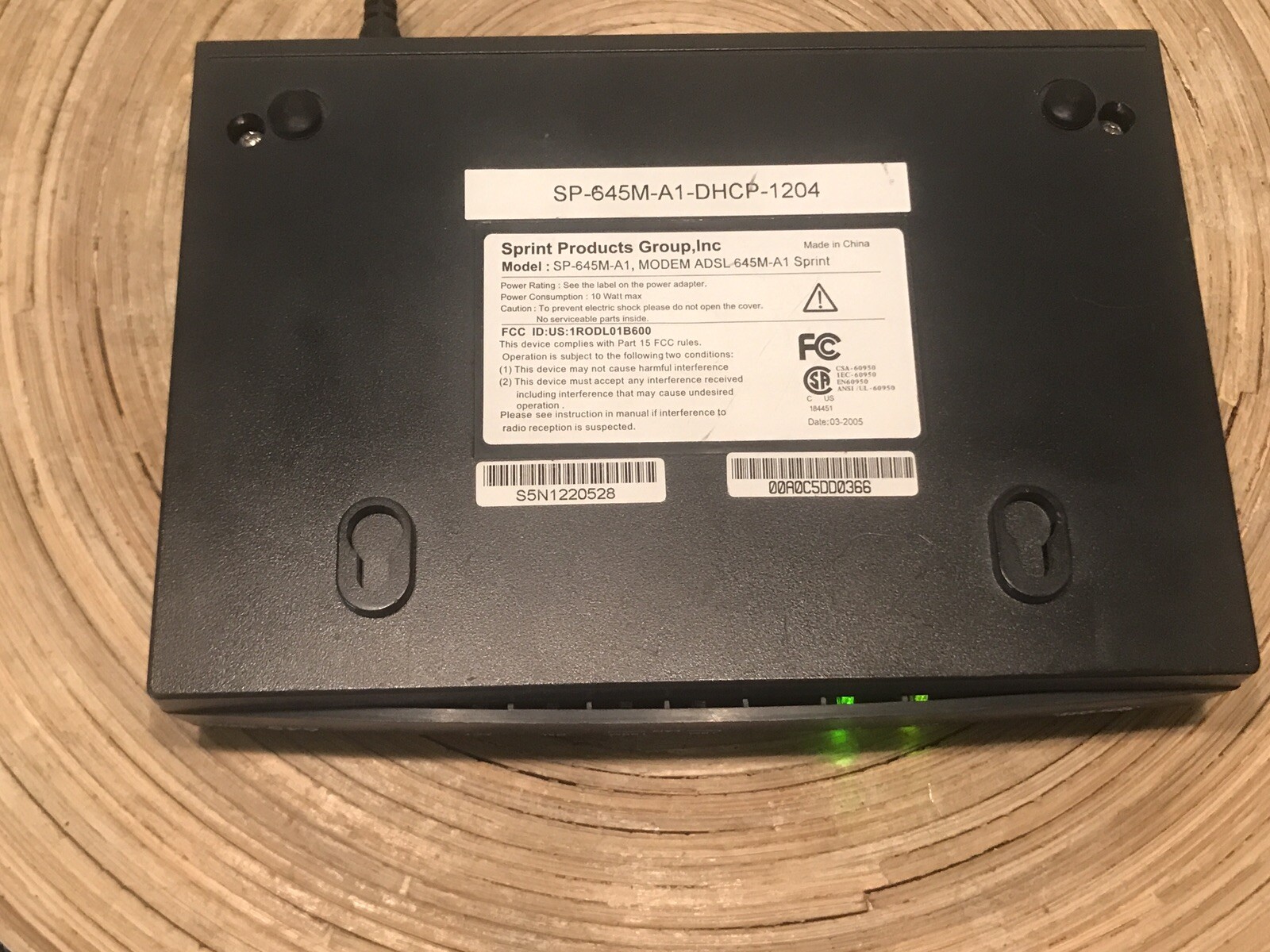 SPRINT MODEM MODEL SP-645M-A1 MODEM – DHCP -1204 MODEM SPRINT ADSL