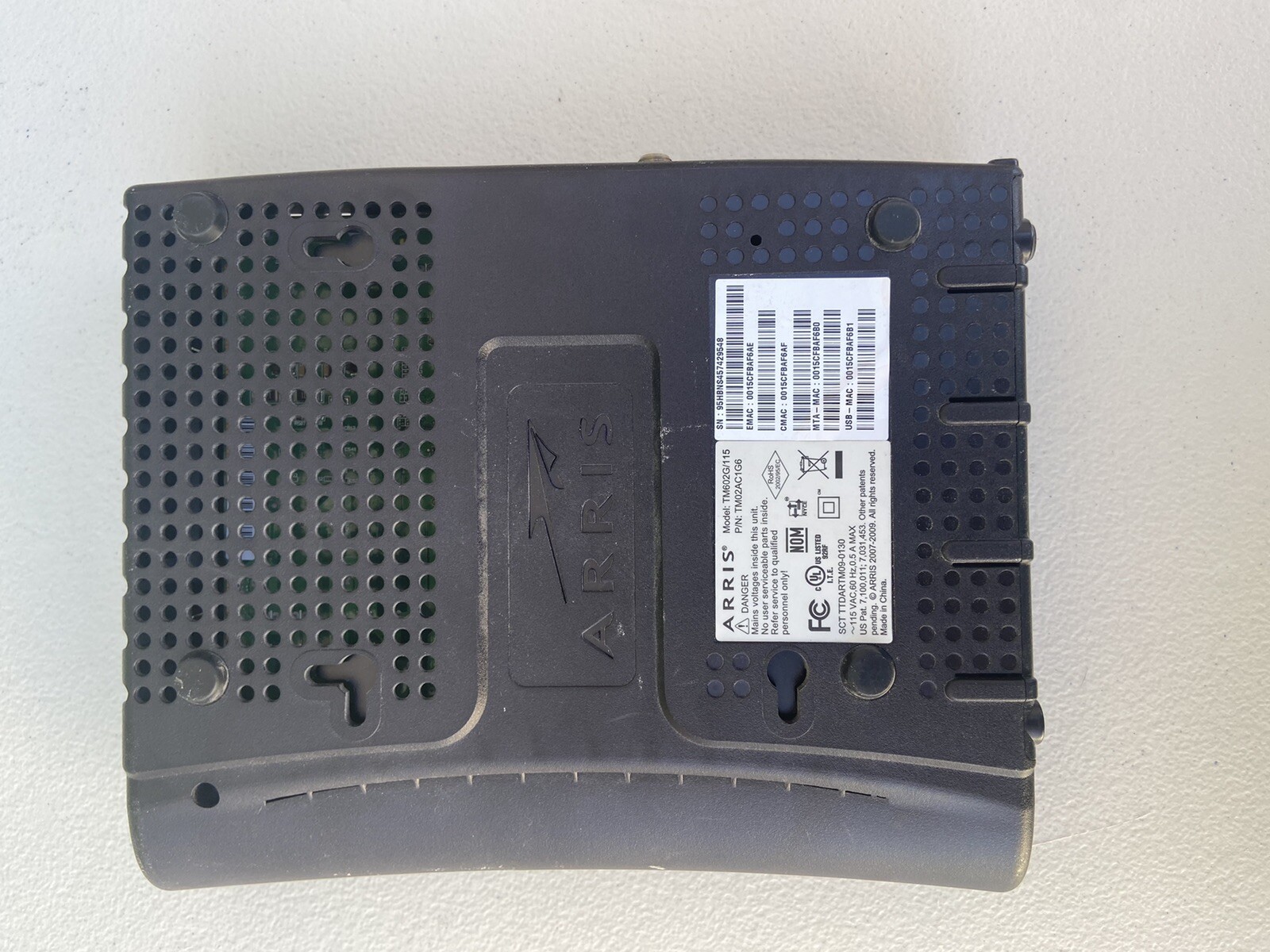 Arris TM602G/115 Cable Modem Internet & Telephone Used P/N: tm02ac1g6