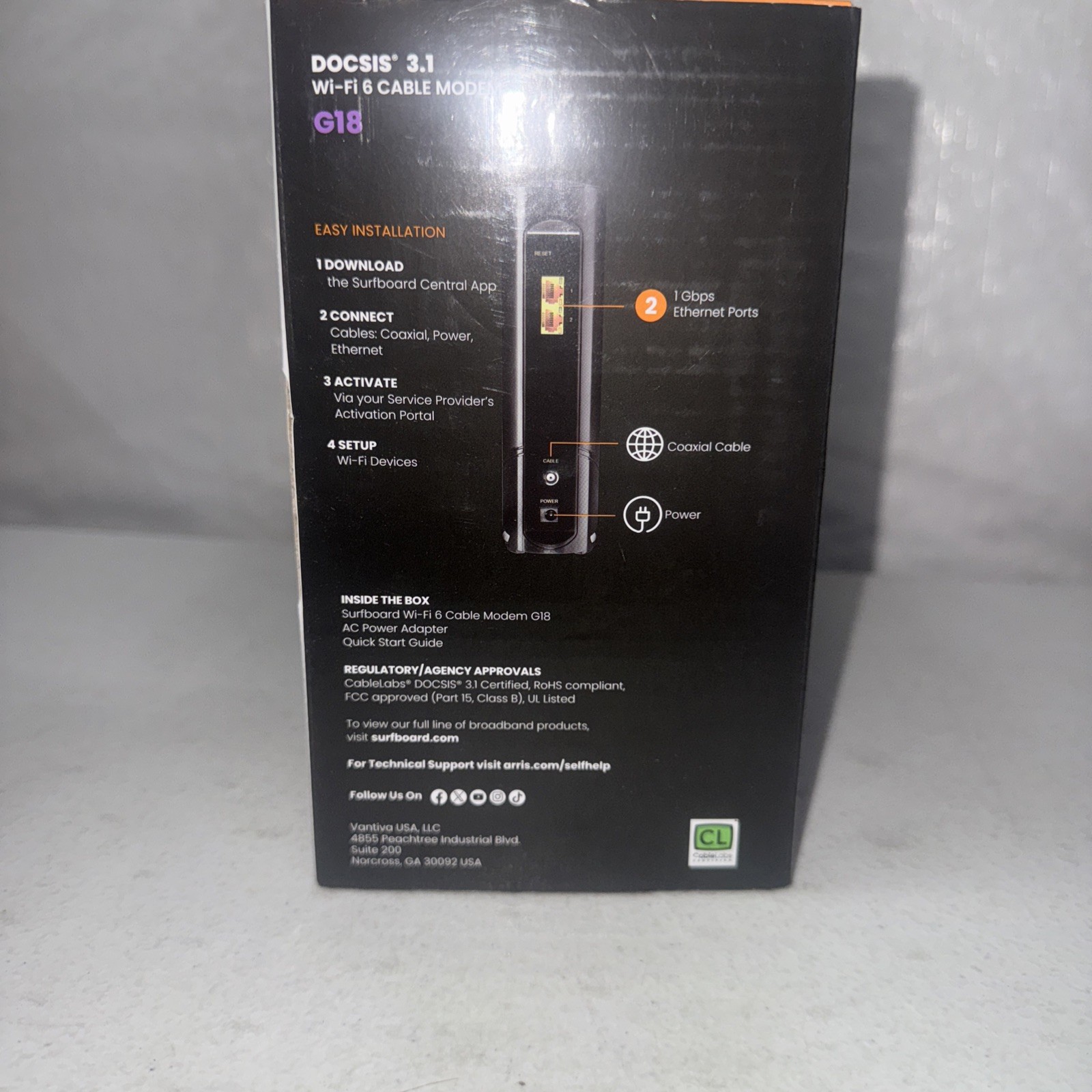 Arris G18 AX1800 WiFi 6 & DOCSIS 3.1 Cable Modem