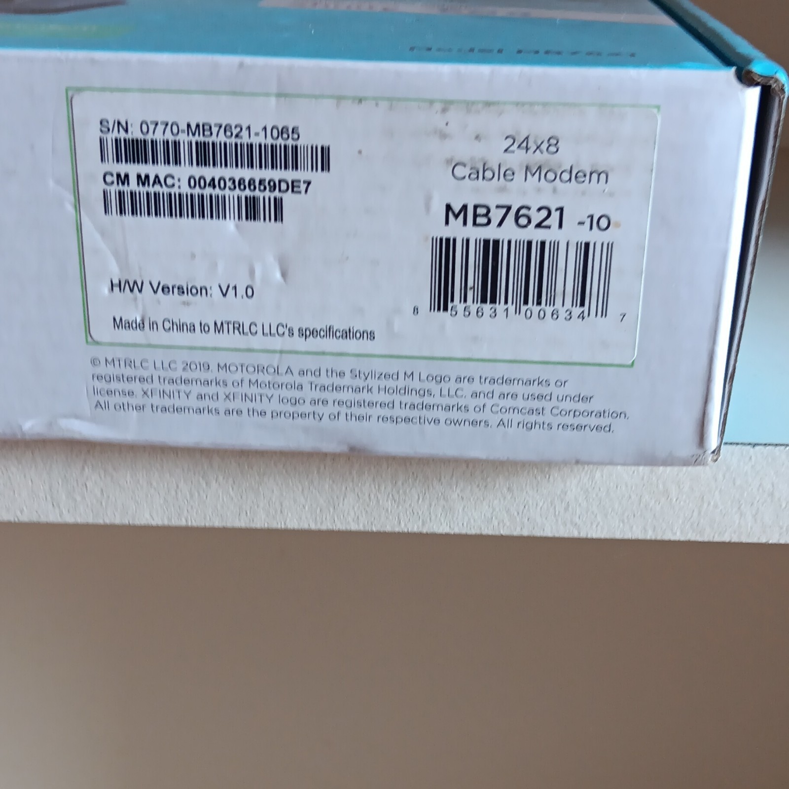 Motorola MB7621 DOCSIS 3.0 24×8 Cable Modem 1000+ Mbps w/ Ethernet