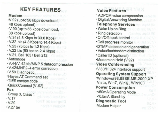 USB 56K External Dial Up Voice Fax Data Modem Windows 10 / 8 / 7 / XP / Vista