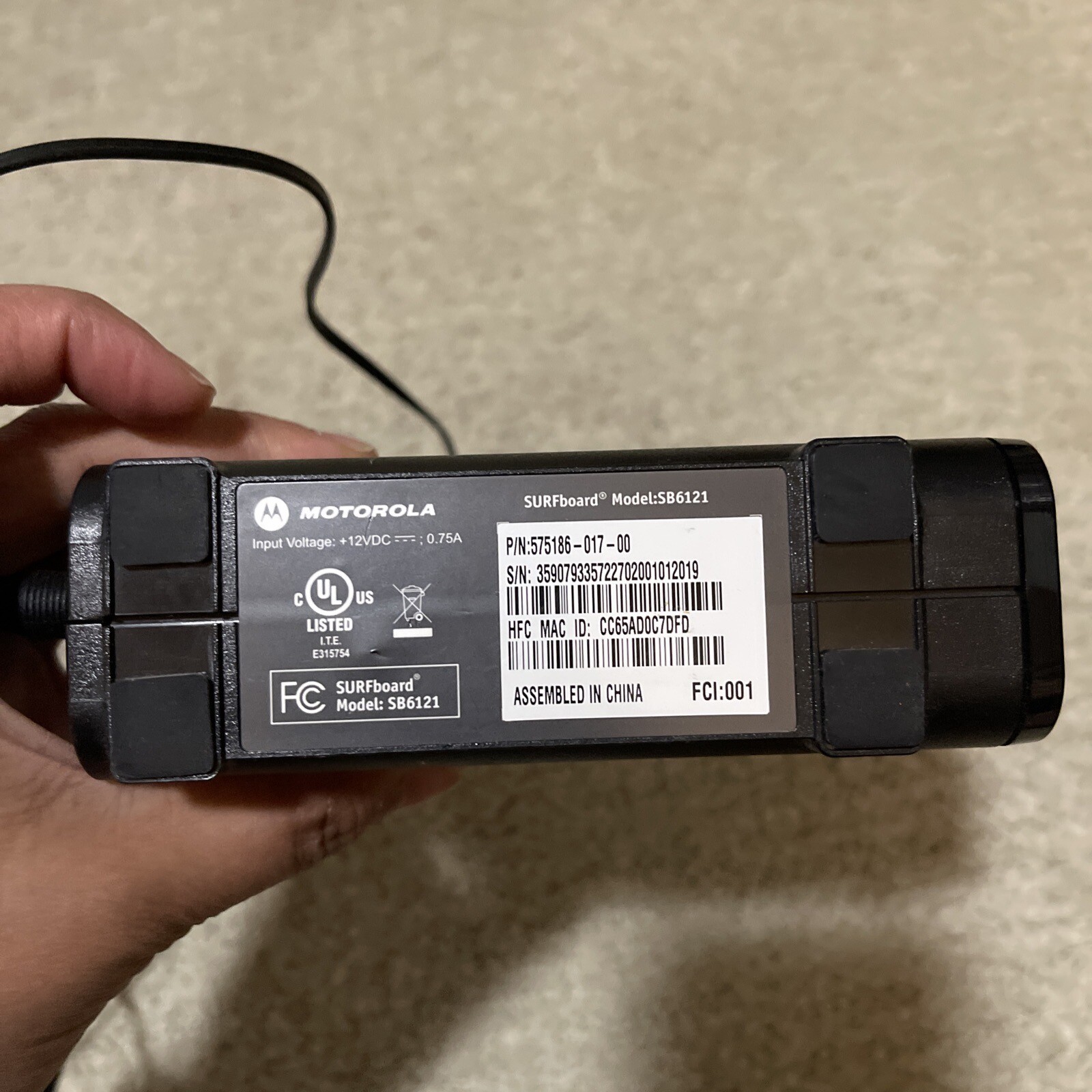 Surfboard SB6121 Motorola Arris SB6121 Cable Modem