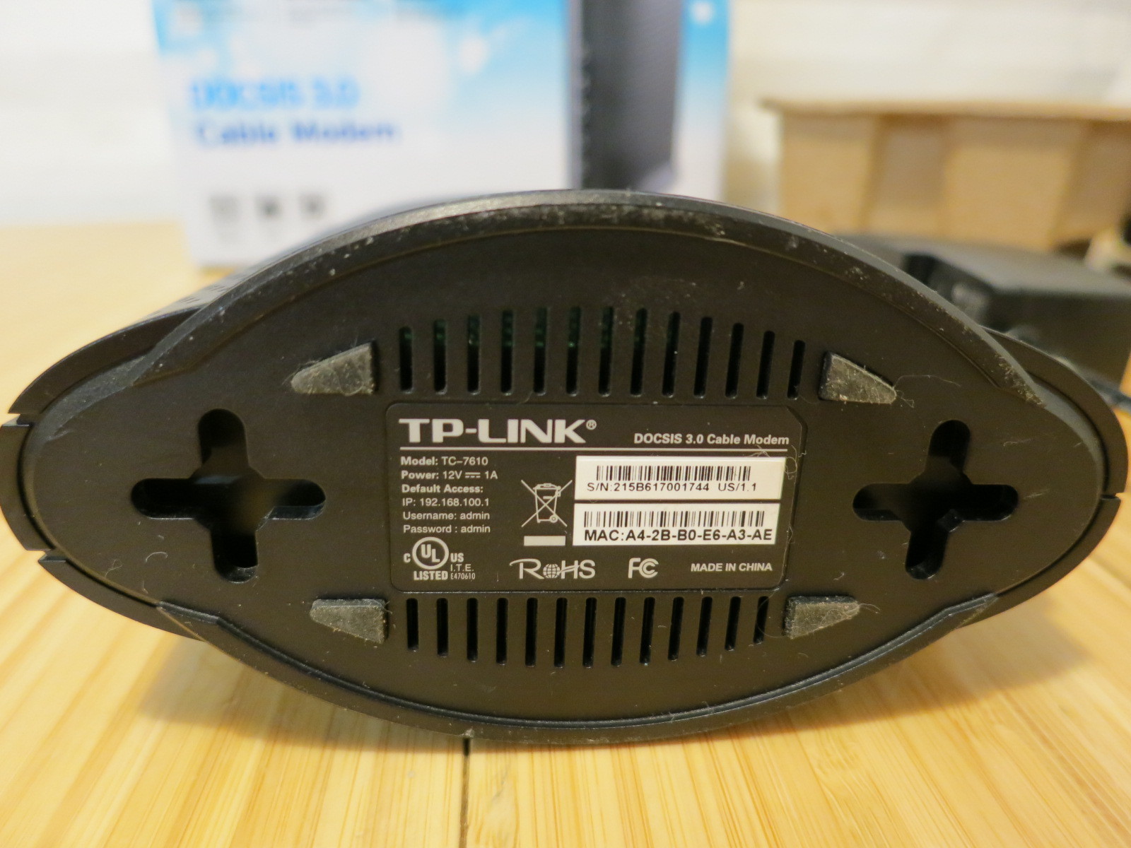 TP-Link DOCSIS 3.0 Cable Modem Black TC7610 TC-7610 343 Mbps Xfinity Cox
