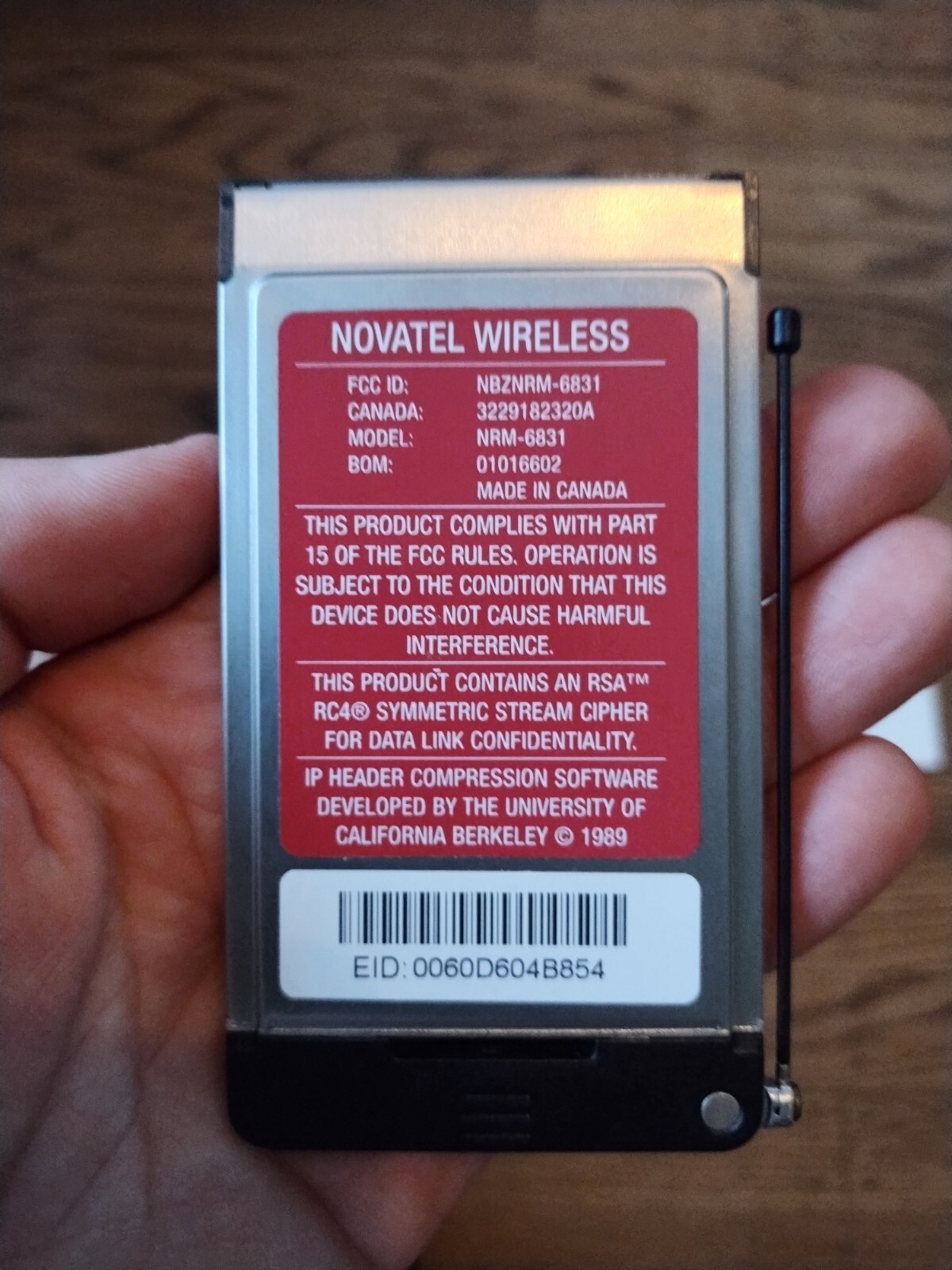 1999 Novatel Wireless Merlin Type II Wireless IP Modem WITH manual, and disc