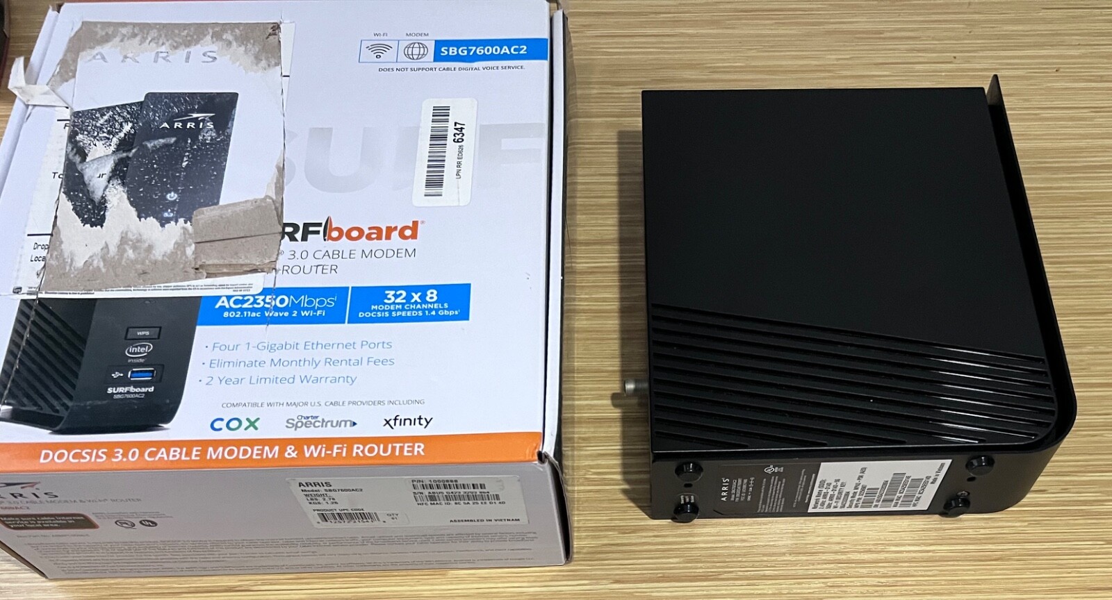 ARRIS SURFboard SBG7600AC2 DOCSIS 3.0 Cable Modem & AC2350 Wi-Fi Router