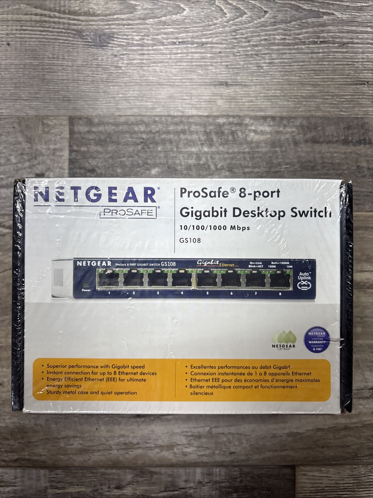 Netgear Prosafe 8 Port Gigabit Switch GS108 10/100/1000 Mbps New in Box