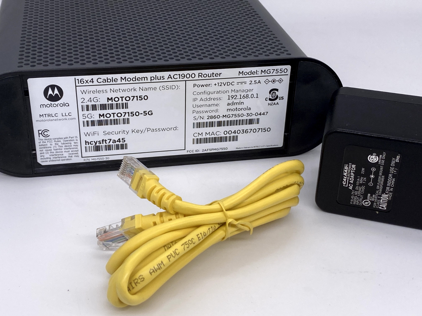 Motorola MG7550 16×4 High Speed ​​Cable Modem Plus AC1900 WiFi Router 2.4G 5G