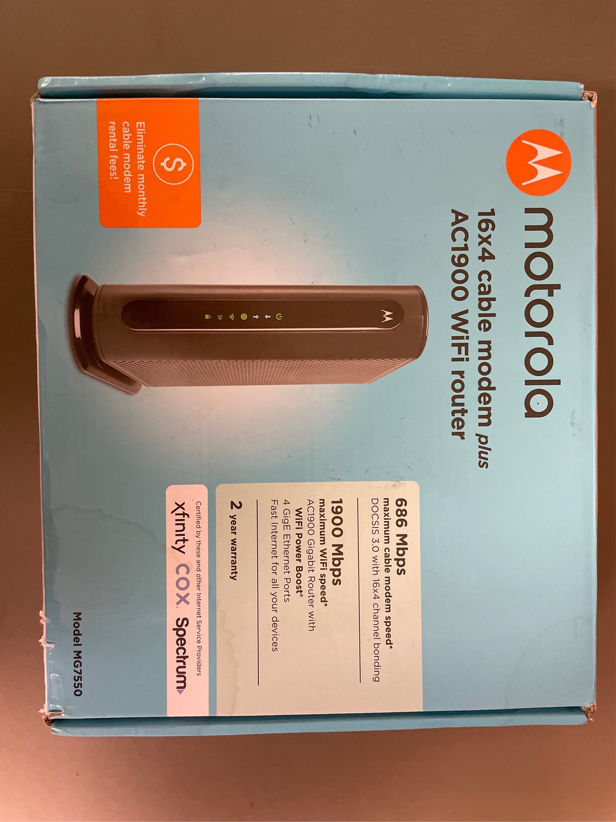 16×4 Cable Modem Plus AC1900 Dual Band Wi-Fi with Power Boost