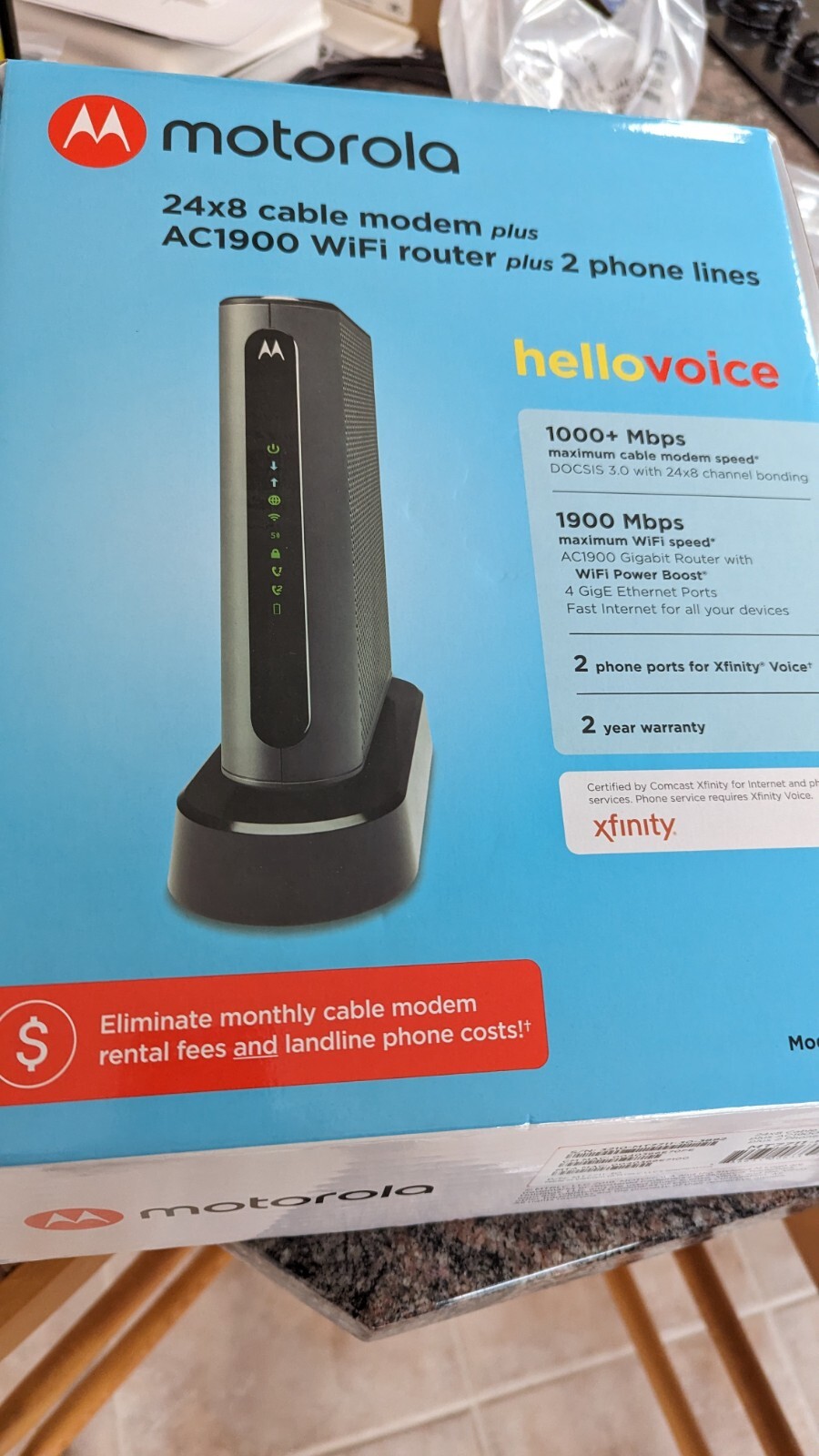 Motorola MT7711 24X8 Cable Modem and AC1900 Dual Band Wi-Fi Gigabit Router 2…