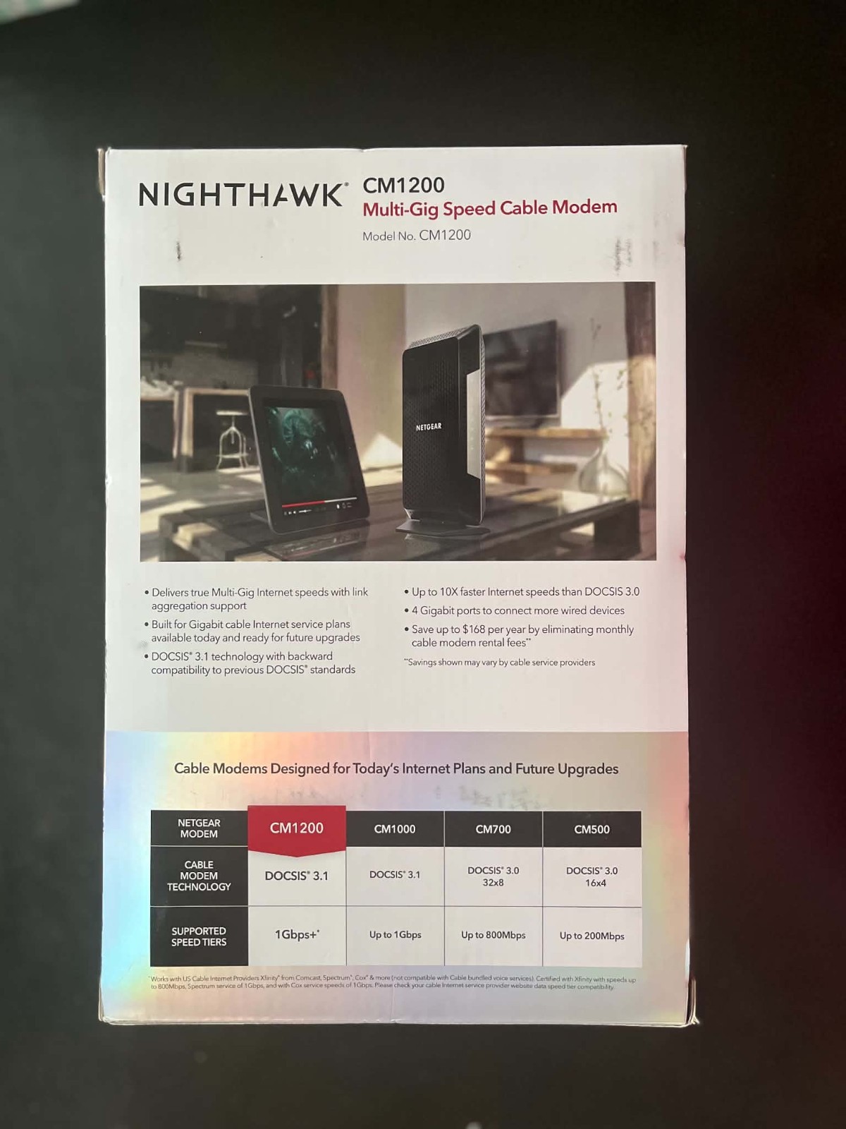 NETGEAR Nighthawk CM1200 DOCSIS 3.1 Cable Modem Multi-Gig 10Gbps 4 LAN Xfinity