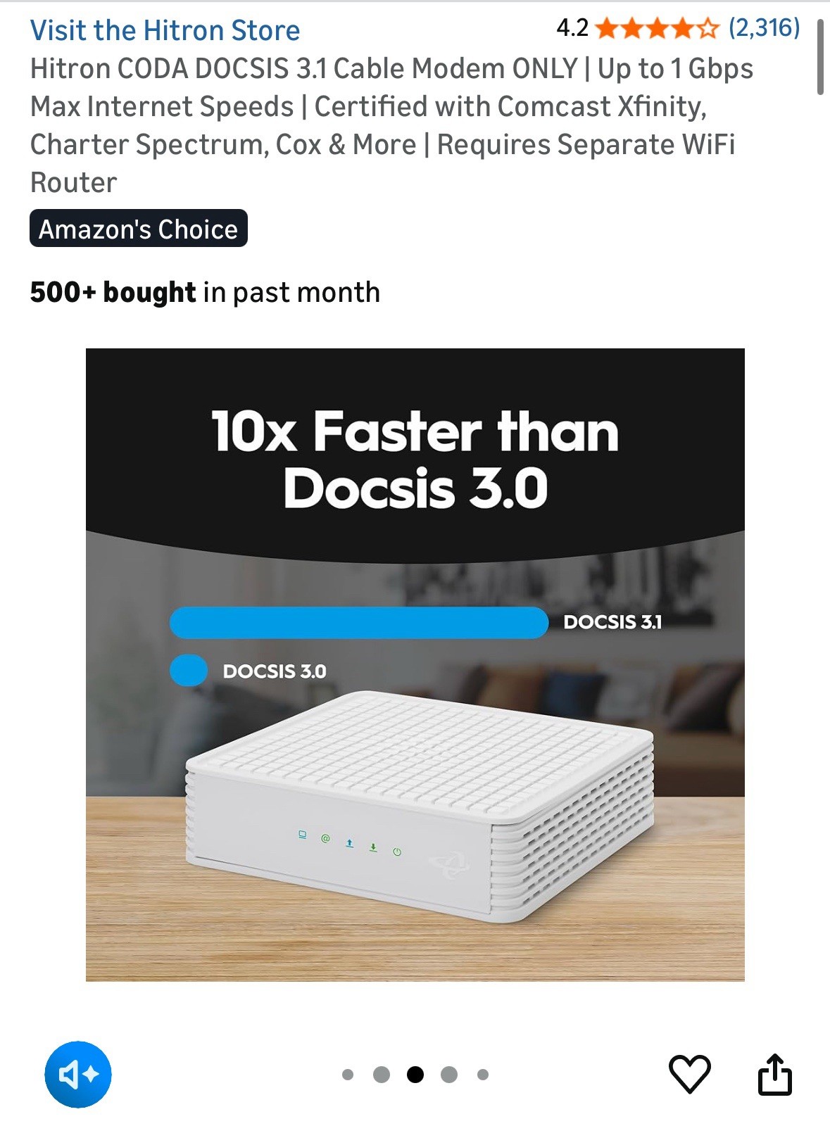 Hitron CODA DOCSIS 3.1 Cable Modem