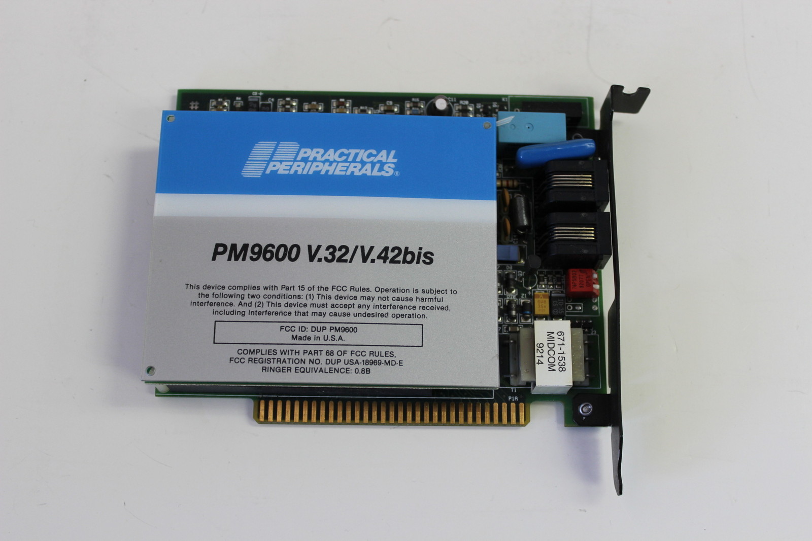 PRACTICAL PERIPHERALS PM9600 V.32/V.42BIS 8 BIT ISA INTERNAL MODEM WITH WARRANT