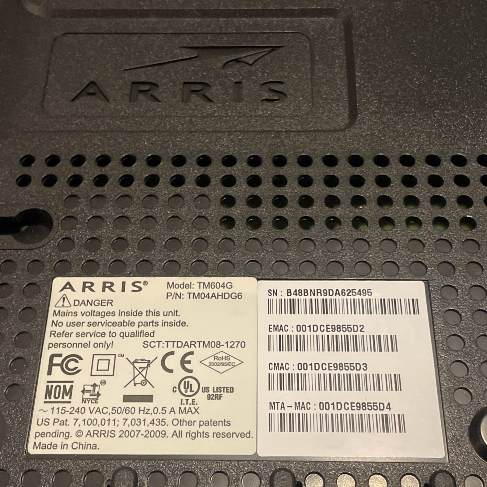 ARRIS TM604G Cable Touchstone Telephony Modem – Model TM604G/CT