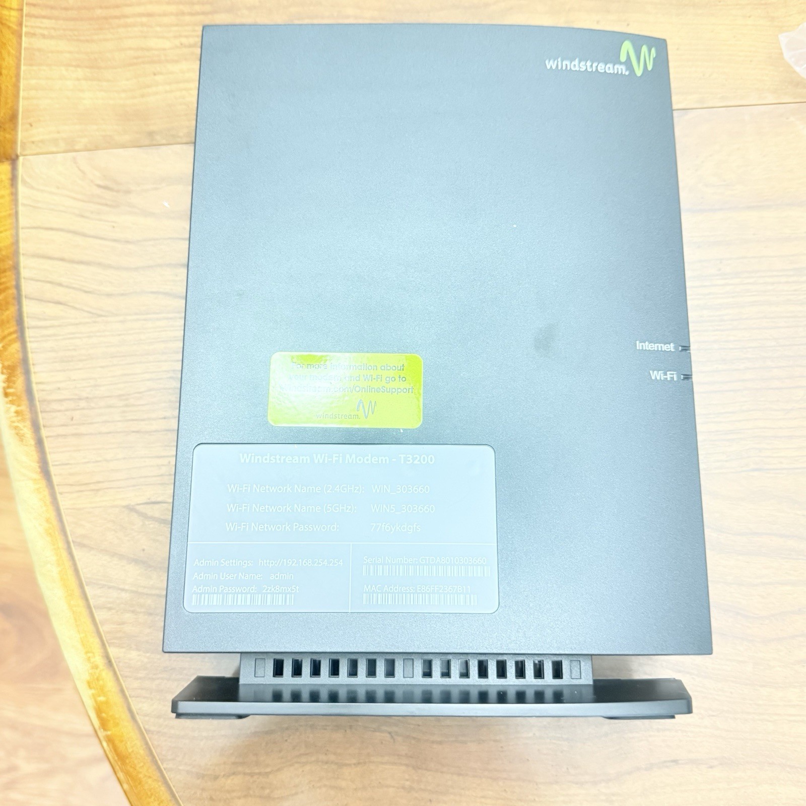 Actiontec Kinetic Windstream T3200 WiFi Modem NO CORDS