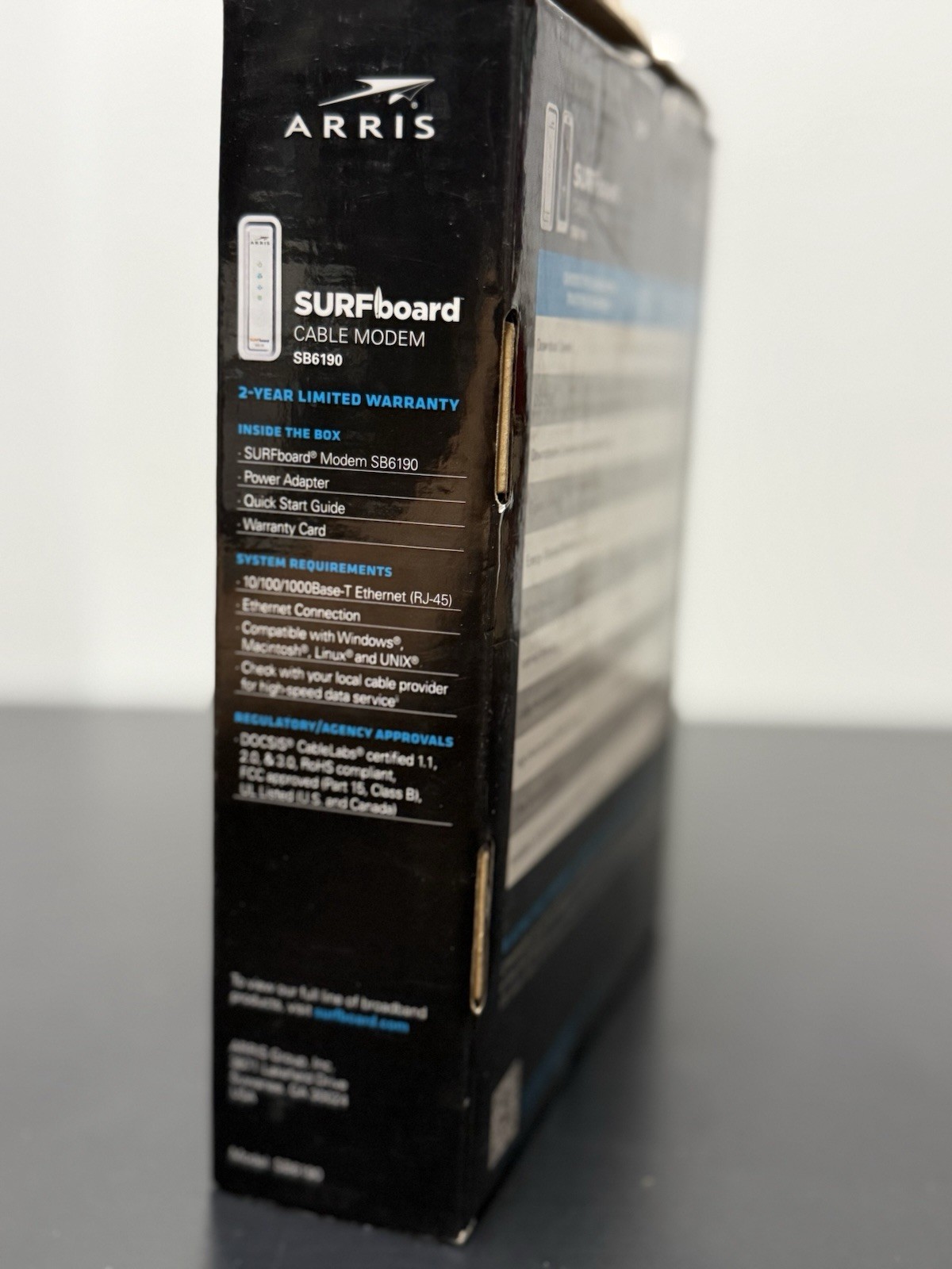 Arris SURFboard SB6190 DOCSIS 3.0 Cable Modem 32×8 w/ Box Tested Working