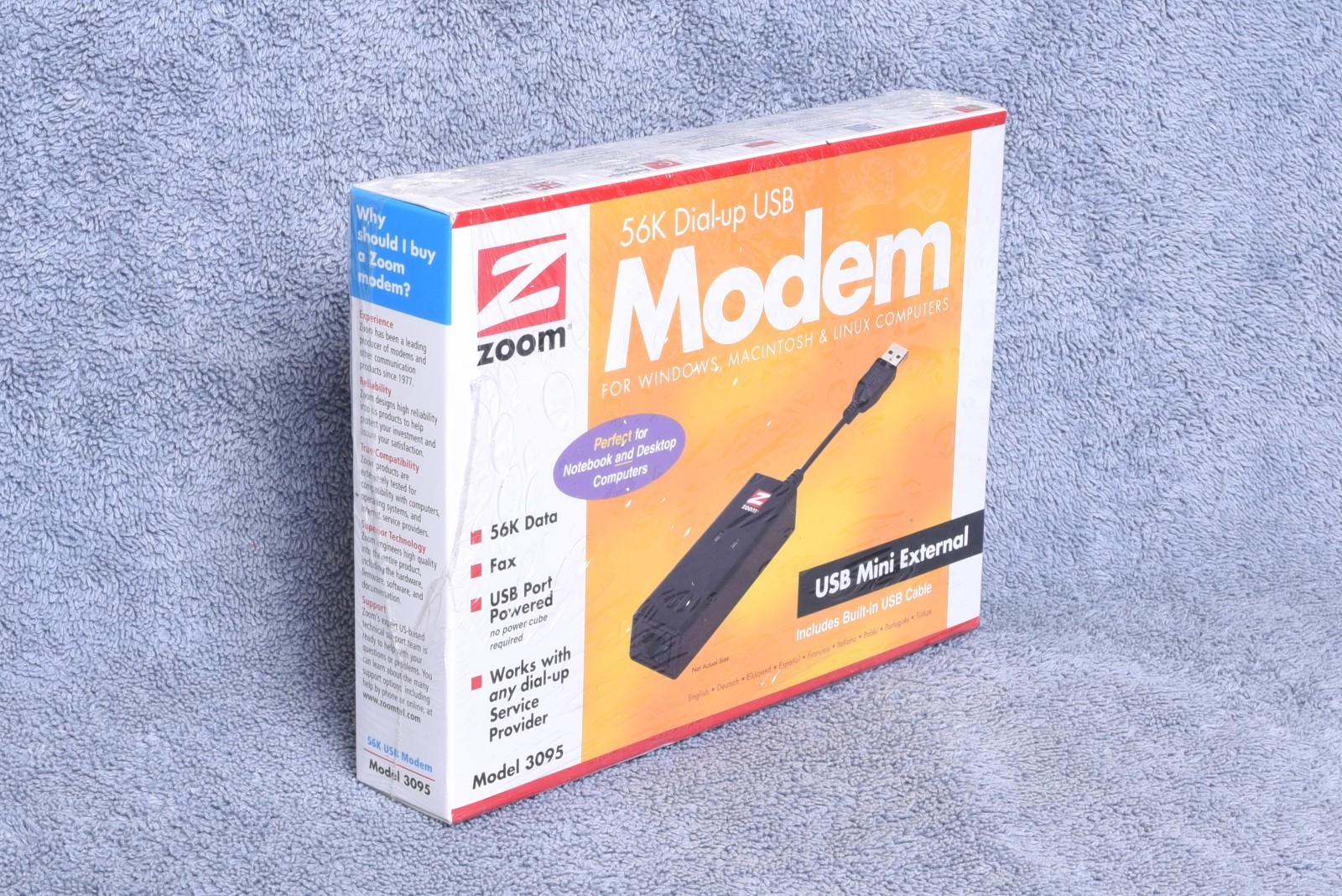 ZOOM 56K Dial-Up USB Mini External Modem Model 3095 Brand New Factory Sealed