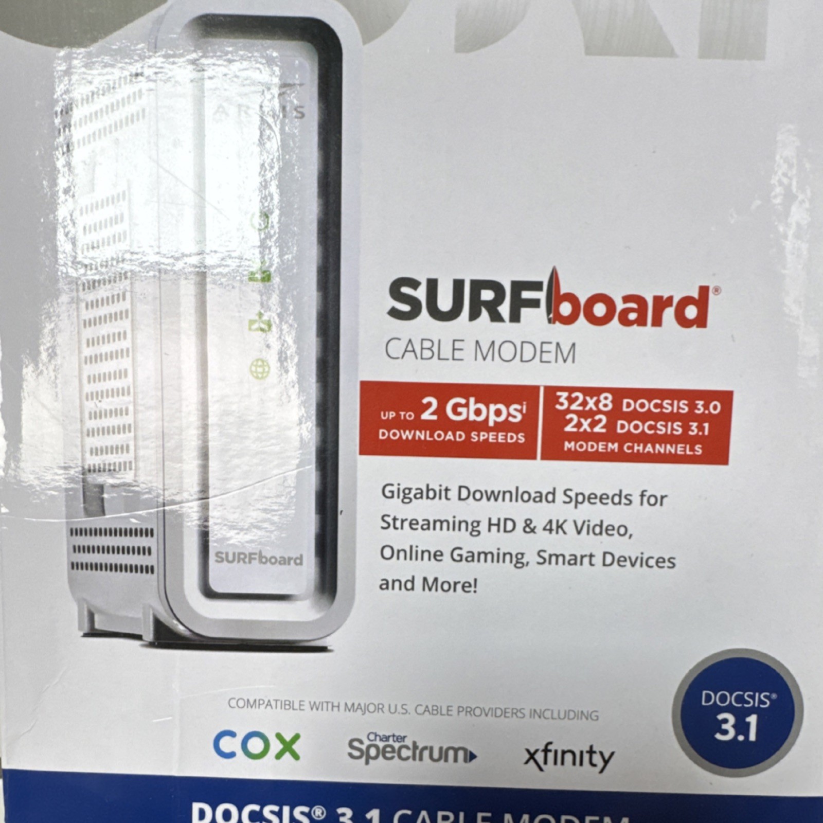 ARRIS SB8200 DOCSIS 3.1 Cable Modem 2Gbps Gaming Xfinity Spectrum Cox
