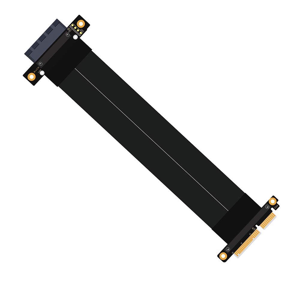 20cm PCI-e Extension Cable 4X 180 Degree, 24cm Total, Black, Graphics Card