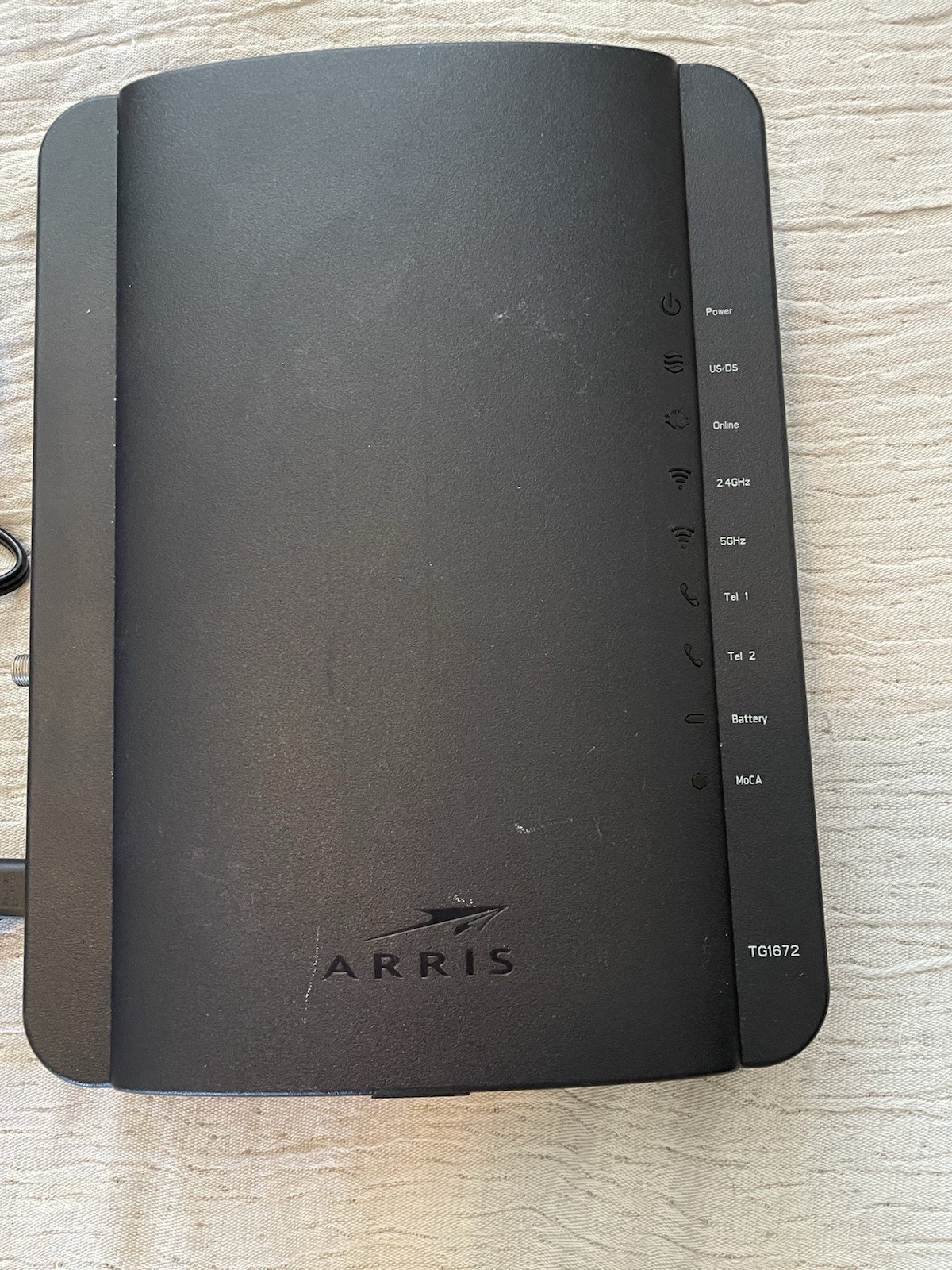 Arris TG1672G Touchstone Cable Modem Telephone Gateway WIFI 2.5GHz-5.0GHz Black