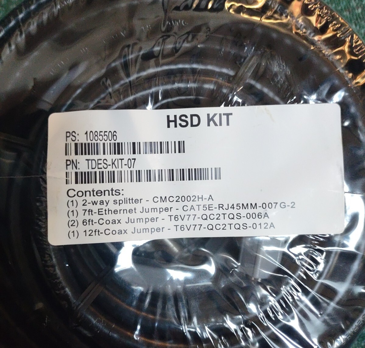 HSD Cable Kit-7 ft Ethernet & 6/12 ft. Coax (jumpers) Cables-Splitter
