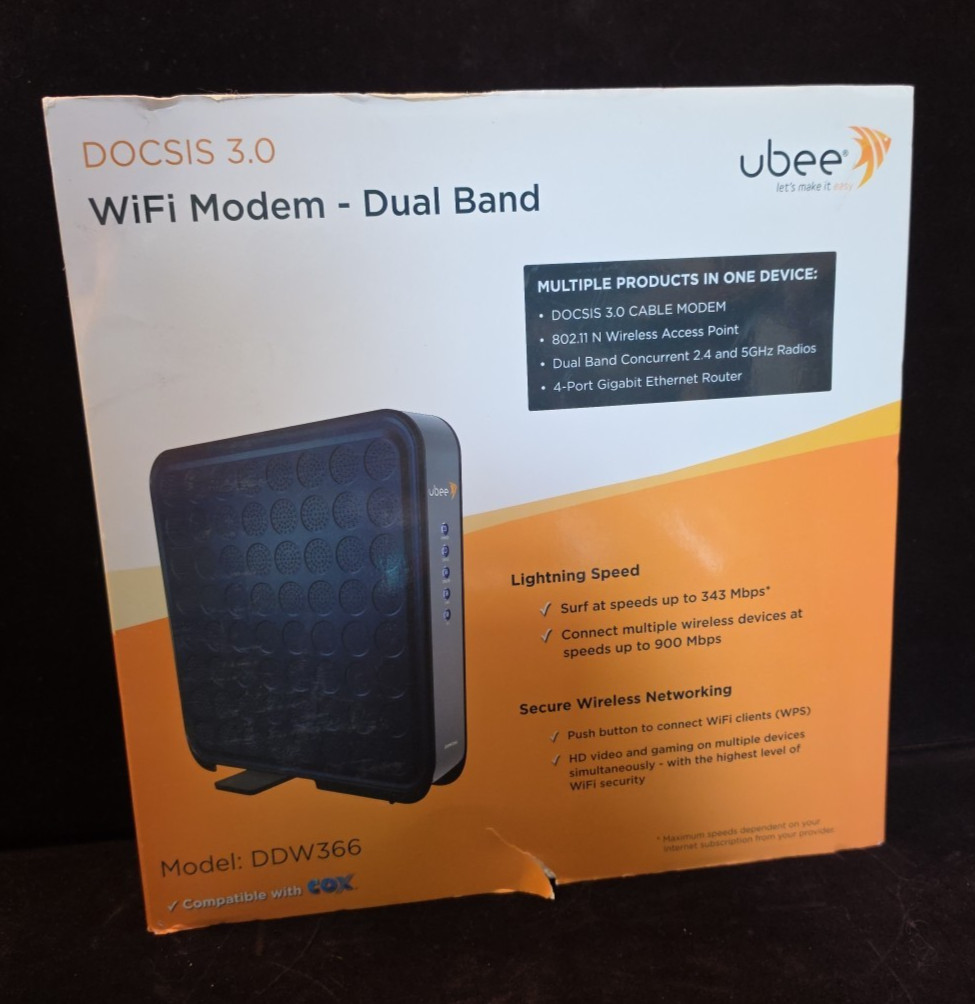 Ubee | DVW32CB | Advanced Wireless Voice Gateway Modem & Router WORKS WITH COX