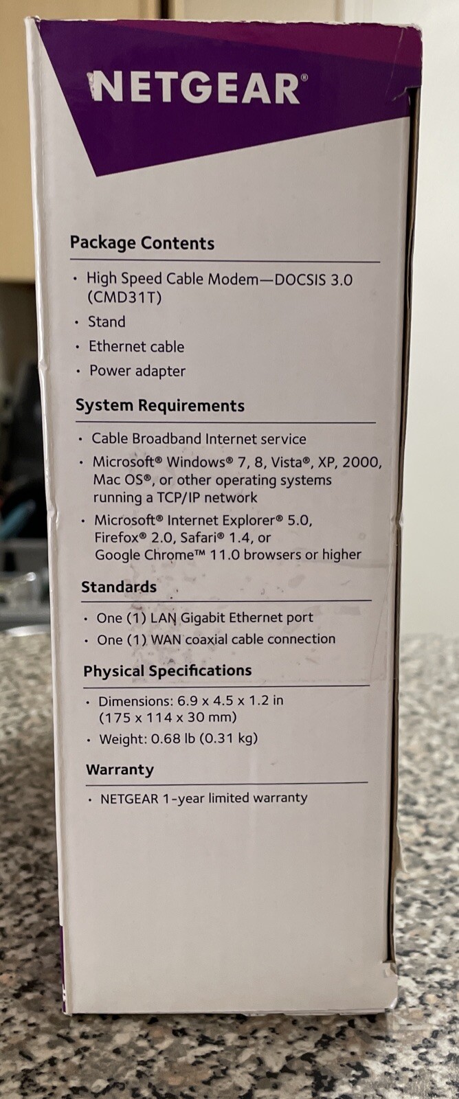 NETGEAR Docsis 3.0 High Speed Cable Modem (NEW)