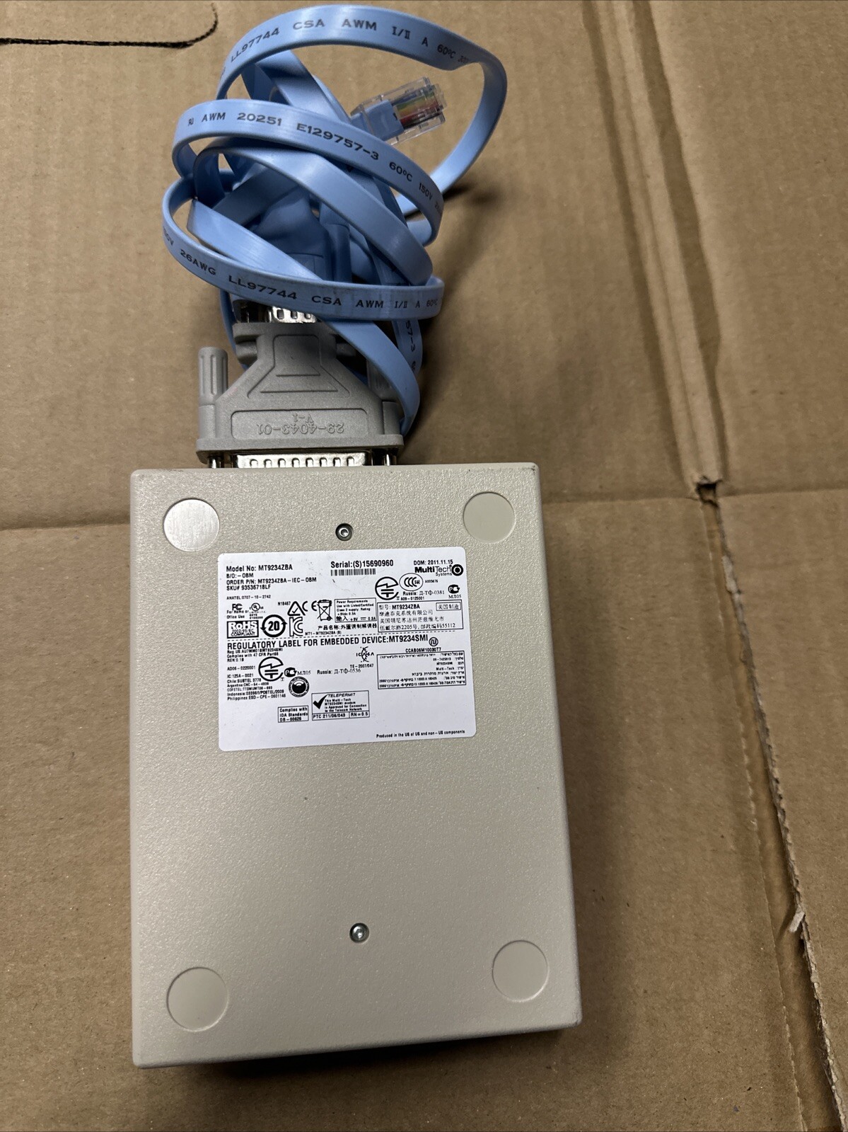 MultiTech MultiModem ZBA V.92 External Data Fax Modem 56K MT9234ZBA Tested Works
