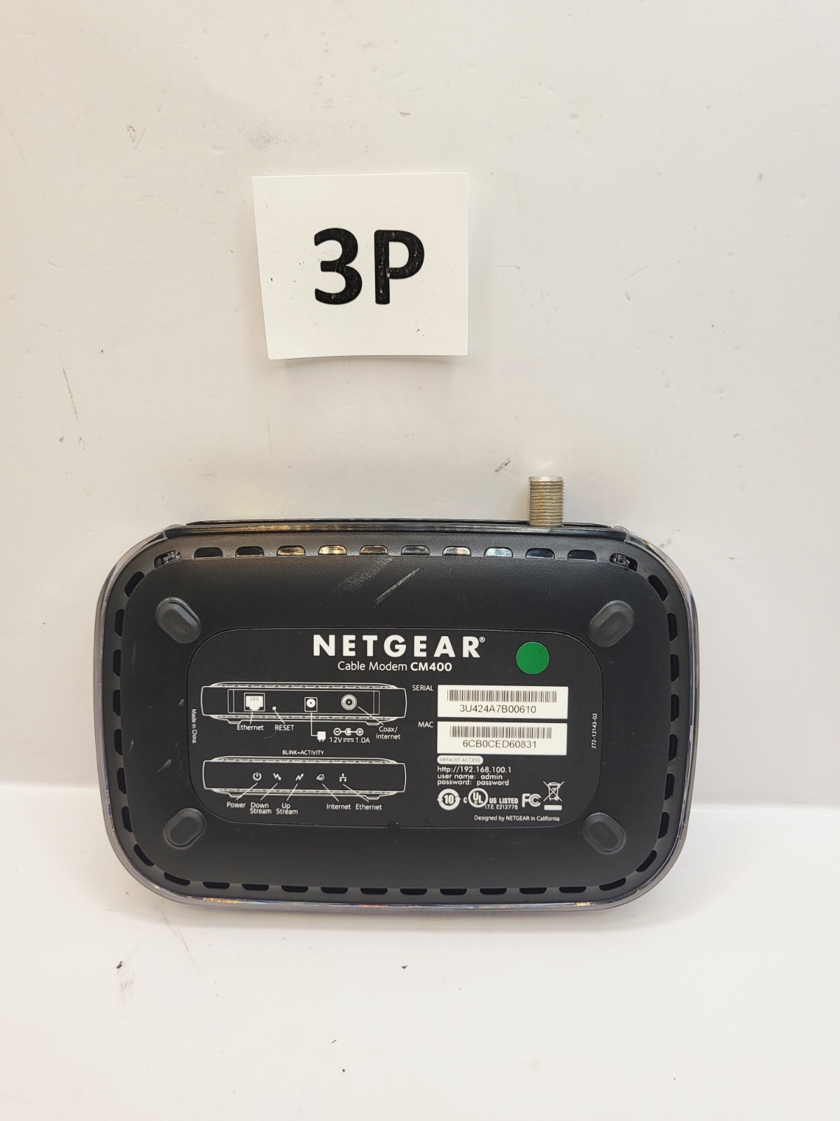 Netgear CM400 High Speed Cable Modem DOCSIS 3.0