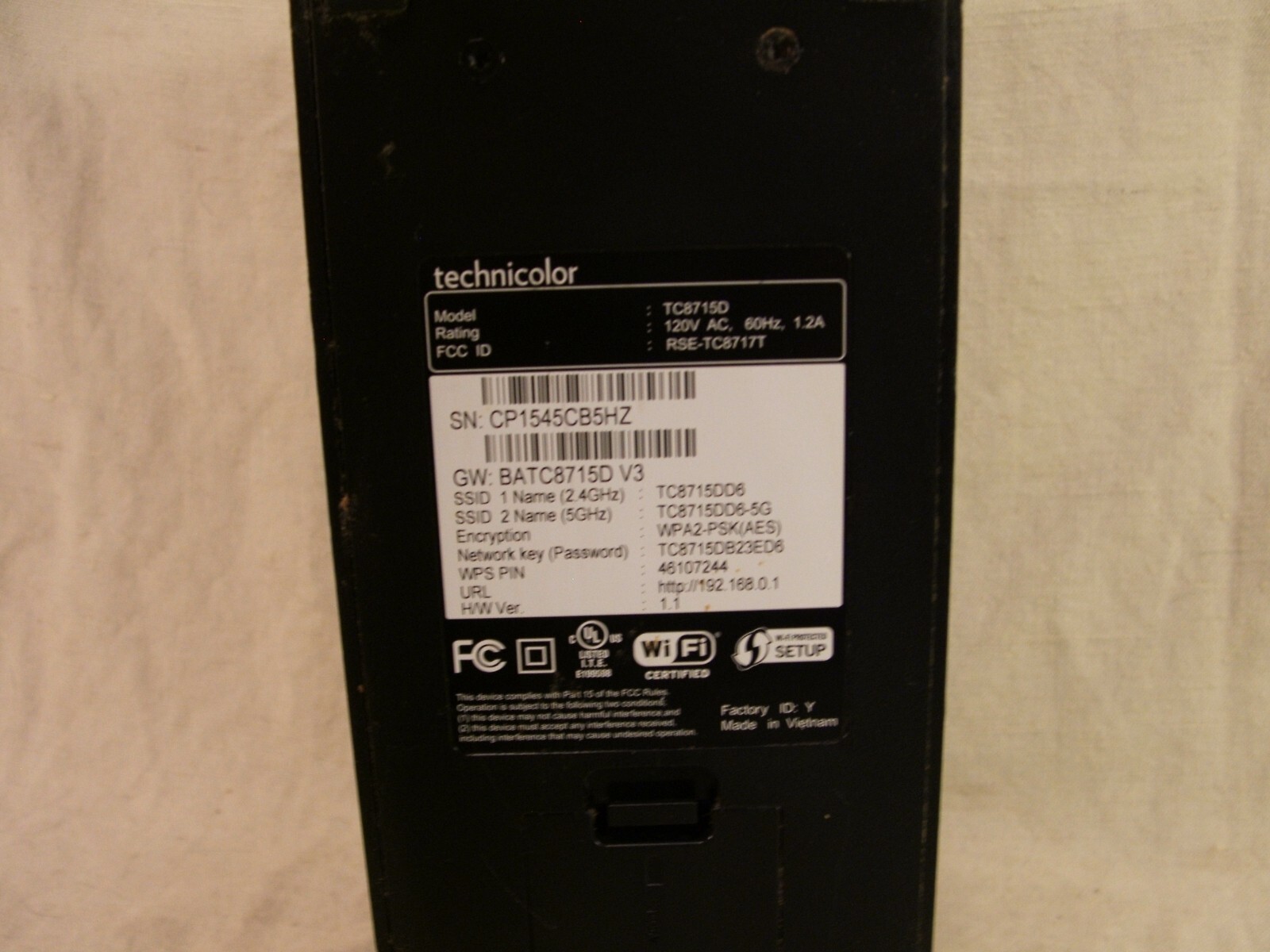 OEM Technicolor Internet Cable Modem Model TC8715D UNTESTED