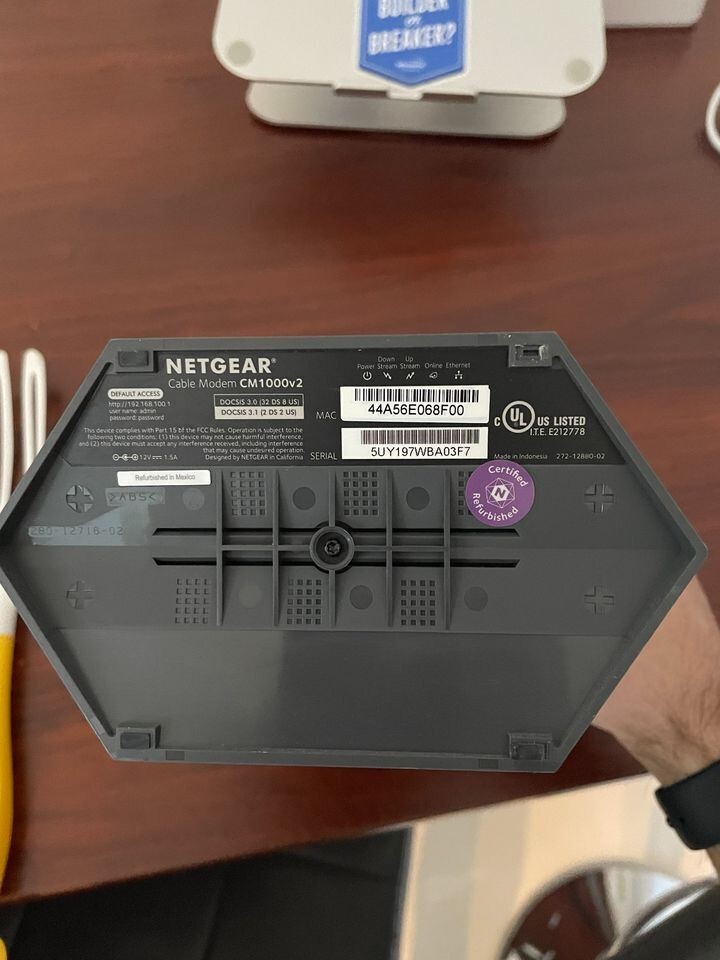 NETGEAR CM1000 Ultra-High Speed DOCSIS 3.1 Cable Modem (comes with all the cable