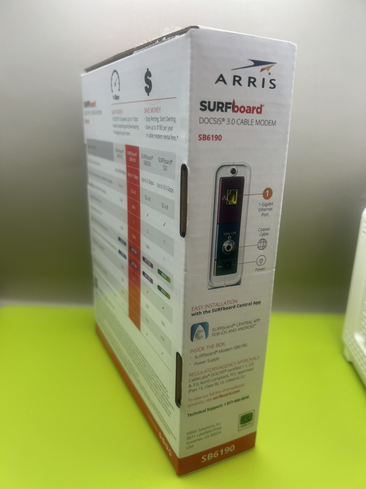 ARRIS SURFboard SB6190 DOCSIS 3.0 32 x 8 Gigabit Cable Modem White (Fast ship)**