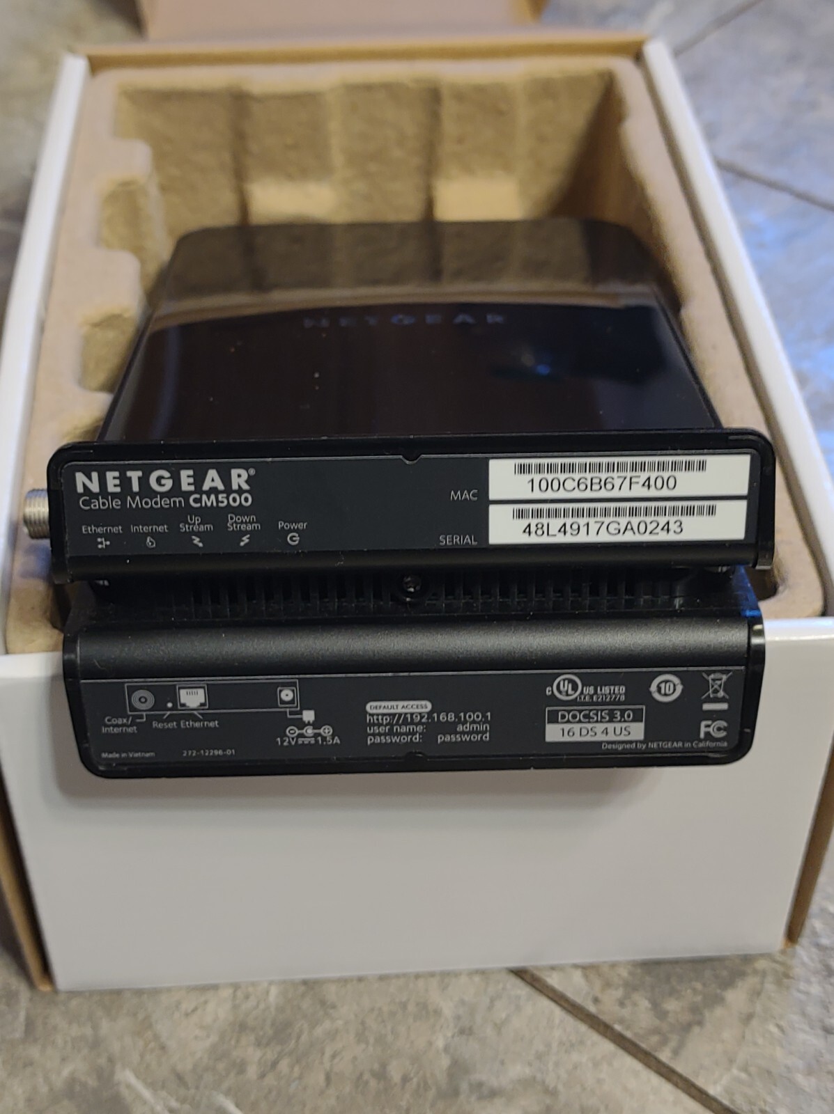 NETGEAR CM500 High Speed Cable Modem Black *Tested* (B5)