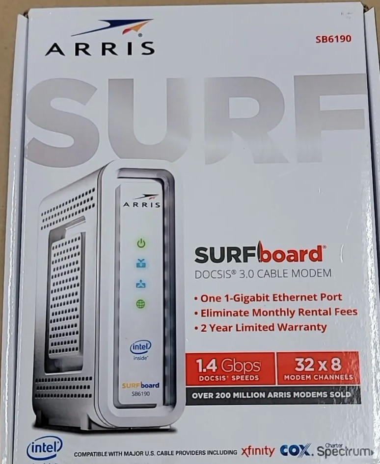 ARRIS SURFboard SB6190 DOCSIS 3.0 32 x 8 Gigabit Cable Modem White (Fast ship)**