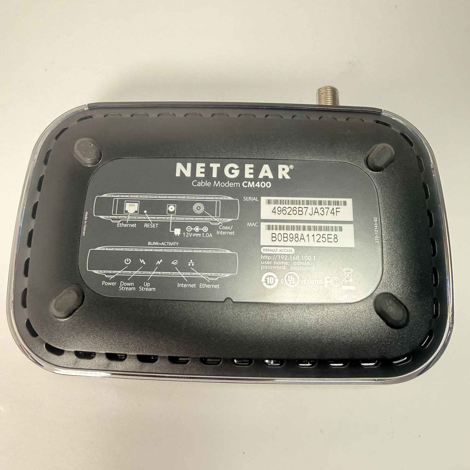 Netgear CM 400 High Speed Modem Cable
