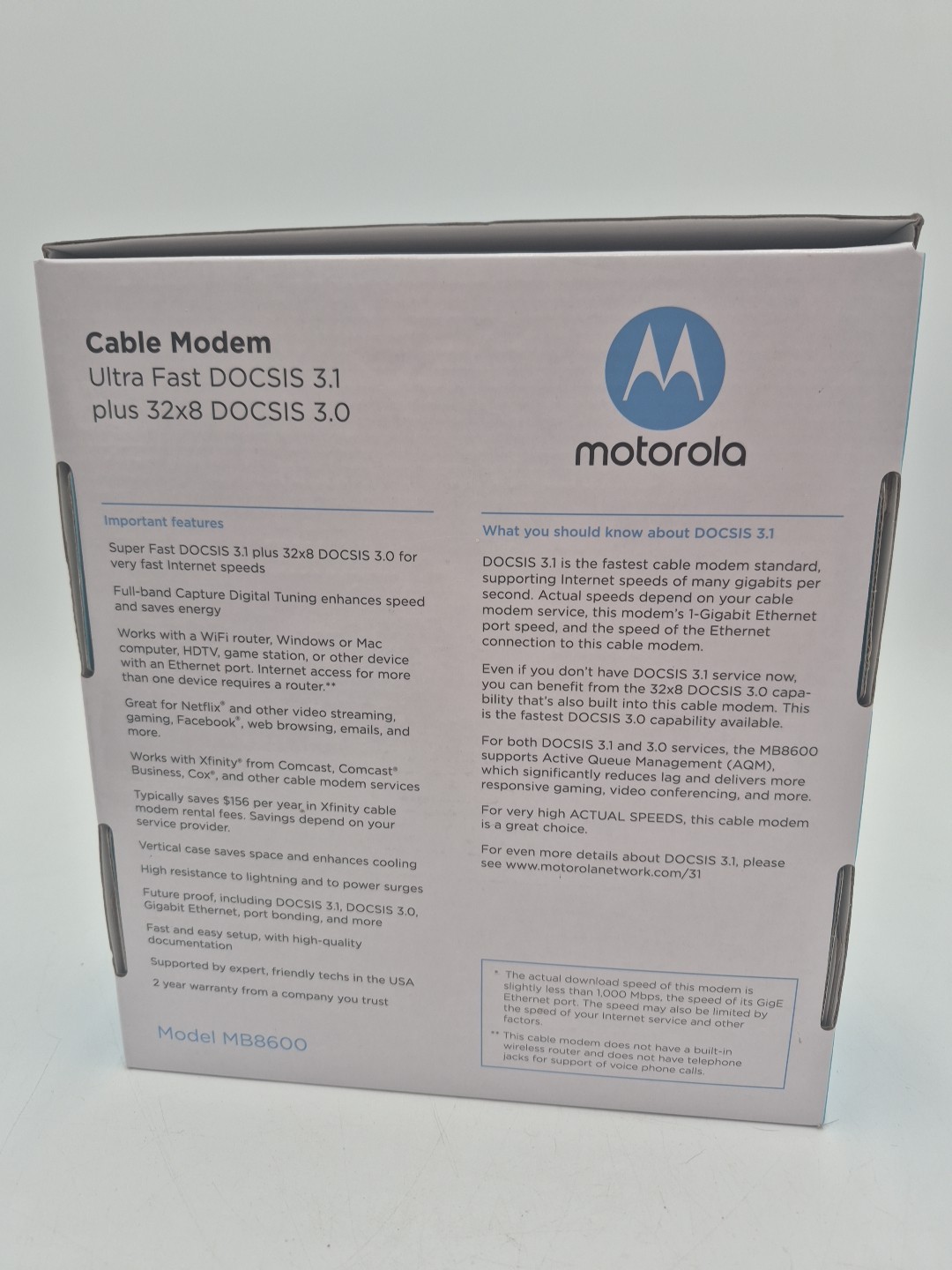 Motorola MG7700 AC1900 Dual-Band DOCSIS 3.0 Cable Modem Router