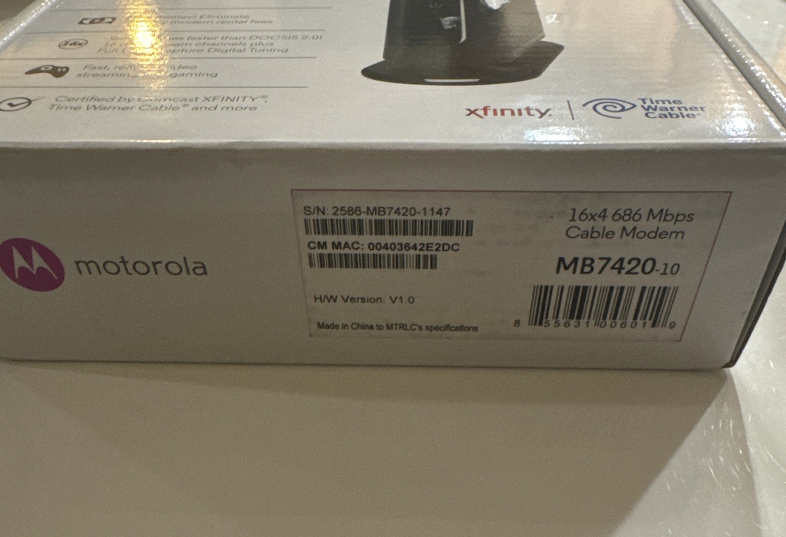 Motorola MB7420 DOCSIS 3.0 16×4 Cable Modem ✅