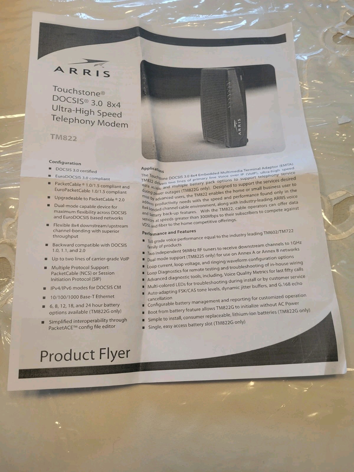 Arris TM822A Cable Modem Docsis 3.0 Telephony Modem 🆕