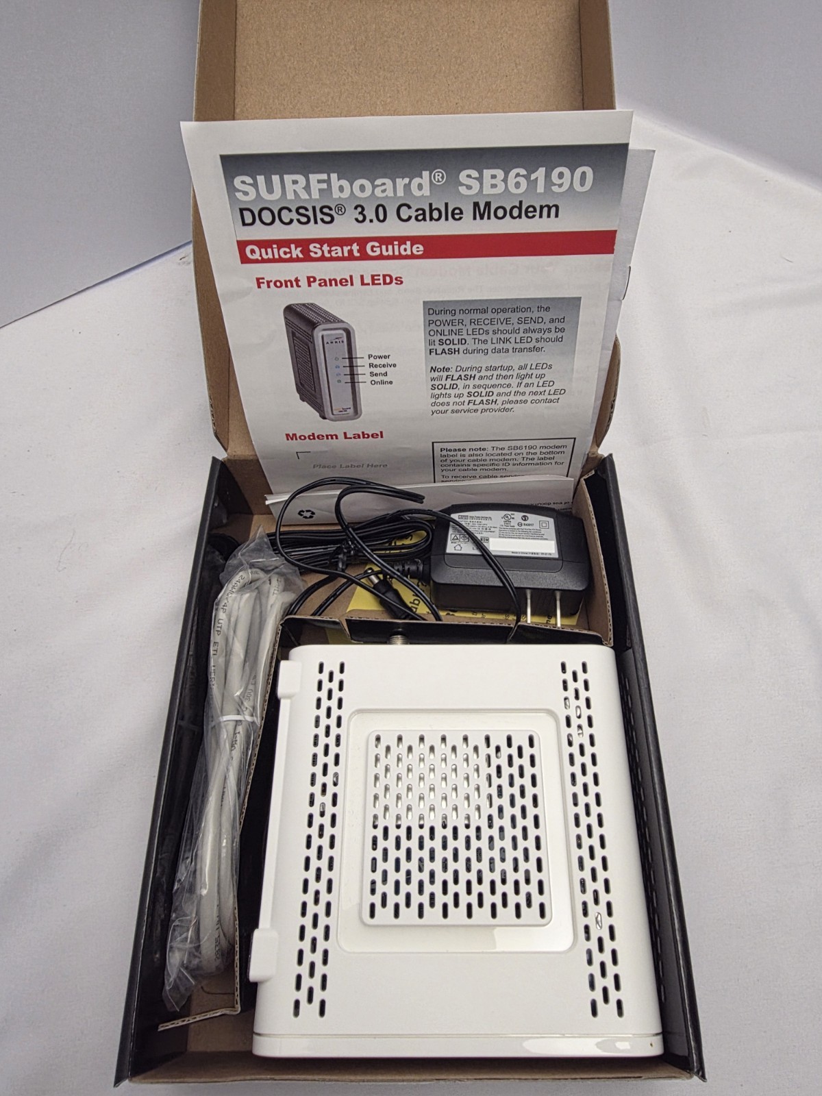 Arris Surfboard Sb6190 DOCSIS 3.0 Cable Modem 32×8 Up To 1.4 GBPS