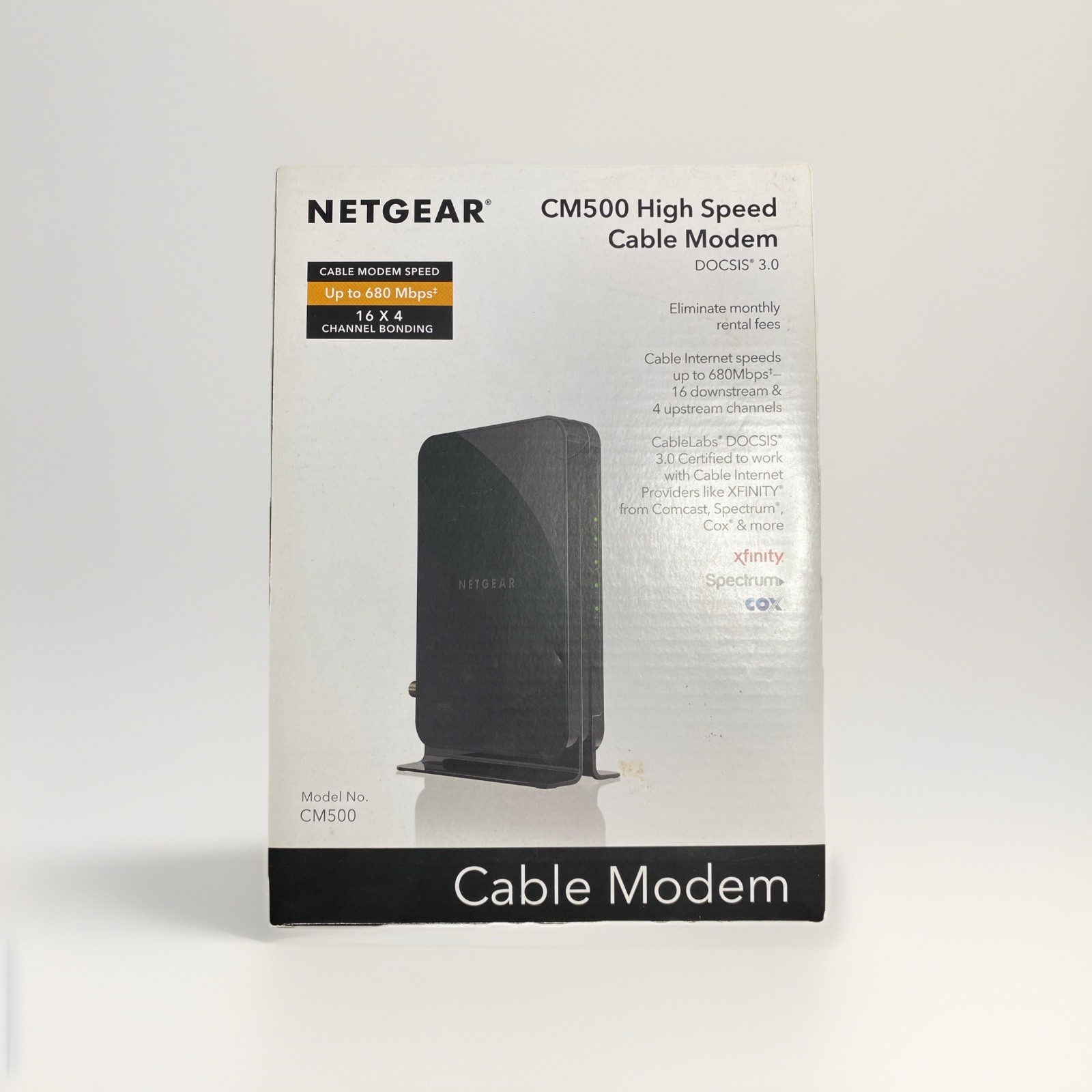 Netgear High Speed Cable Modem Model CM500 Used Open Box Small Portable Packable