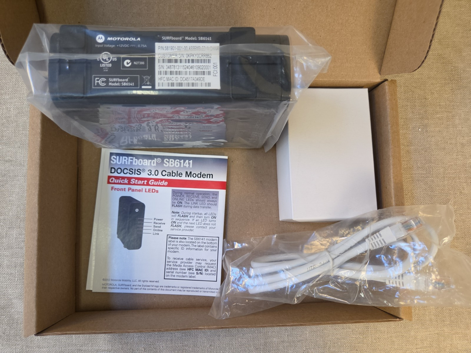 Brand New Brown Box Motorola SURFboard SB6141 Cable Modem Black Gaming Streaming
